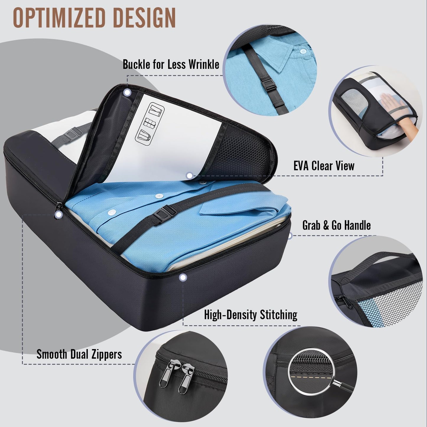 Veken 10 Set/8 Set Packing Cubes for Travel Essentials, Suitcase Organizer Bags in 4 Sizes, Carry-On Luggage Accessories with Laundry Bag & Passport Holder, Airplane Must Have, Camp Gifts for Men