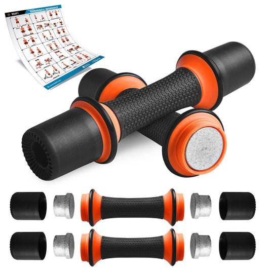 SQUATZ 4.41 lbs. Dumbbell Weight Set - Adjustable Weight All-in-One Versatile Dumbbells for Women, Non-Slip Neoprene Ideal for Common Movement and Multi Functional Exercise, Home Gym Training