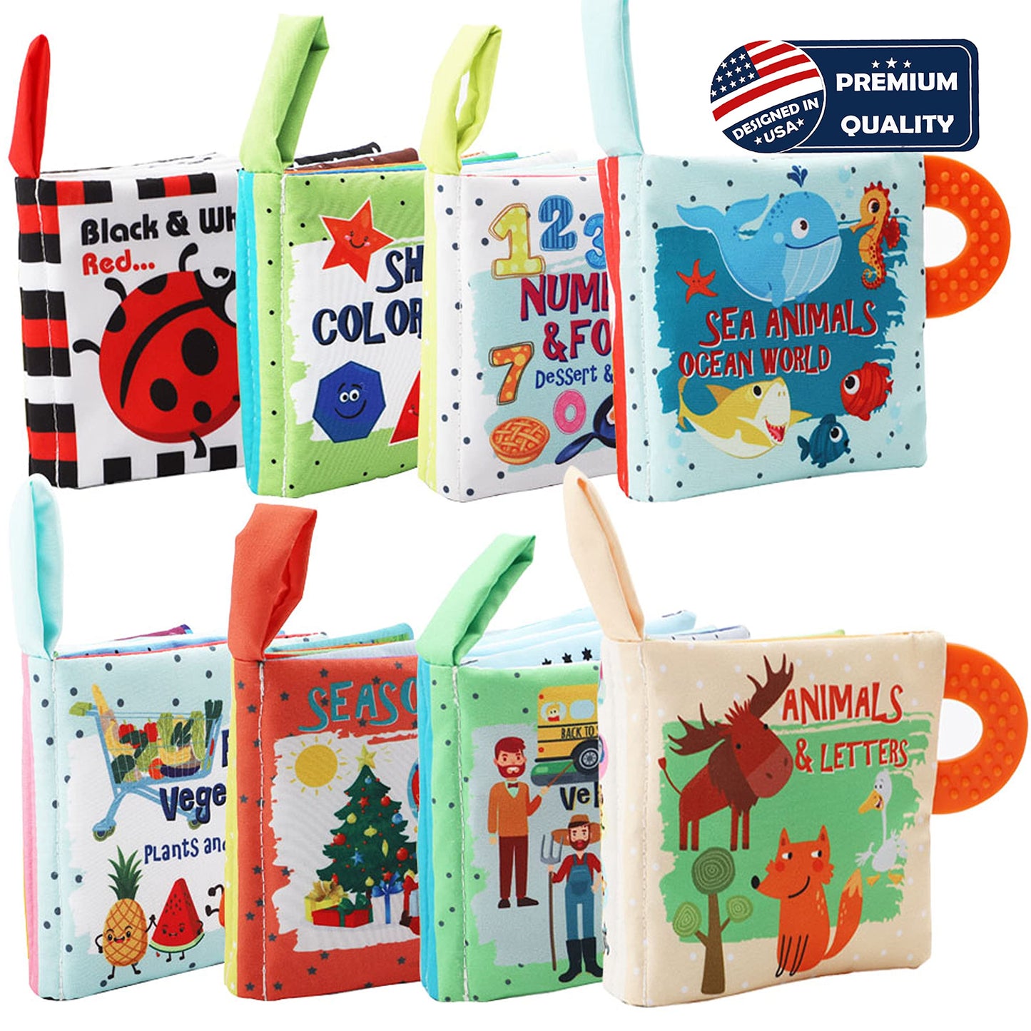 Baby Books Toys Gifts, Touch and Feel Cloth Crinkle Books for Babies,Infant Toddler Baby 0-3-6-12-18 Months,Early Learning Toys 6 to 12 Months 1-2 Years Old, Easter Shower Gift for Boys Girls,8 PCS