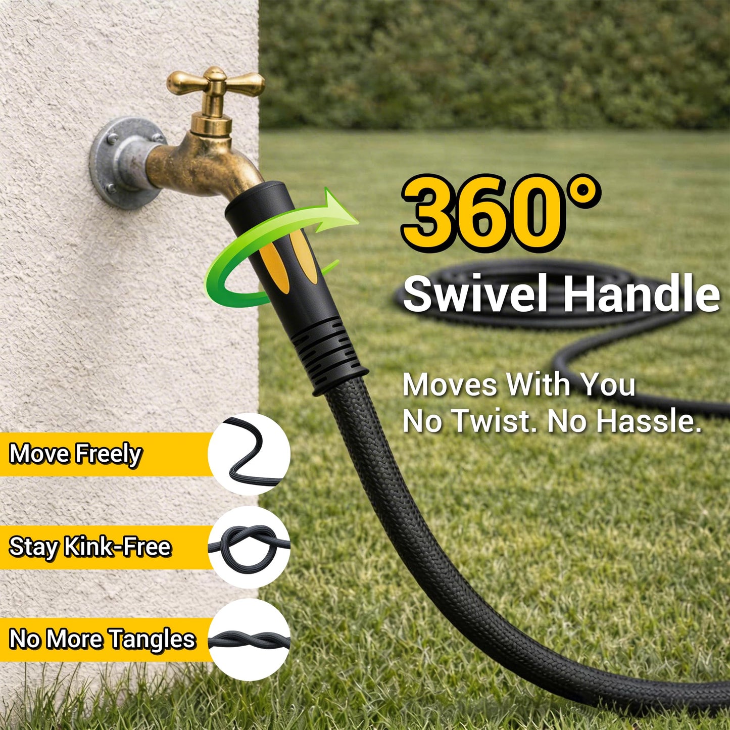 TheFitLife Garden Hose 75 ft - Heavy Duty 75ft Non-Expandable Outdoor Water Hose, Non Kinking, Lightweight, Extended Reach Without Extra Weight, 1/2 id x 75 feet