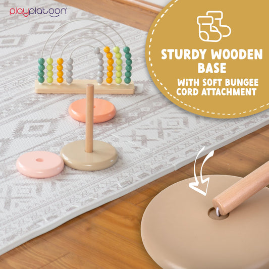 Play Platoon Non-Toxic Kids Play Mats for Floor, Extra-Thick Foam Tiles, Playmat for Toddlers & Childrens Playroom, Wooden Rainbow Stacking Toy Ring Stacker Toy, Educational Interactive Learning Toys