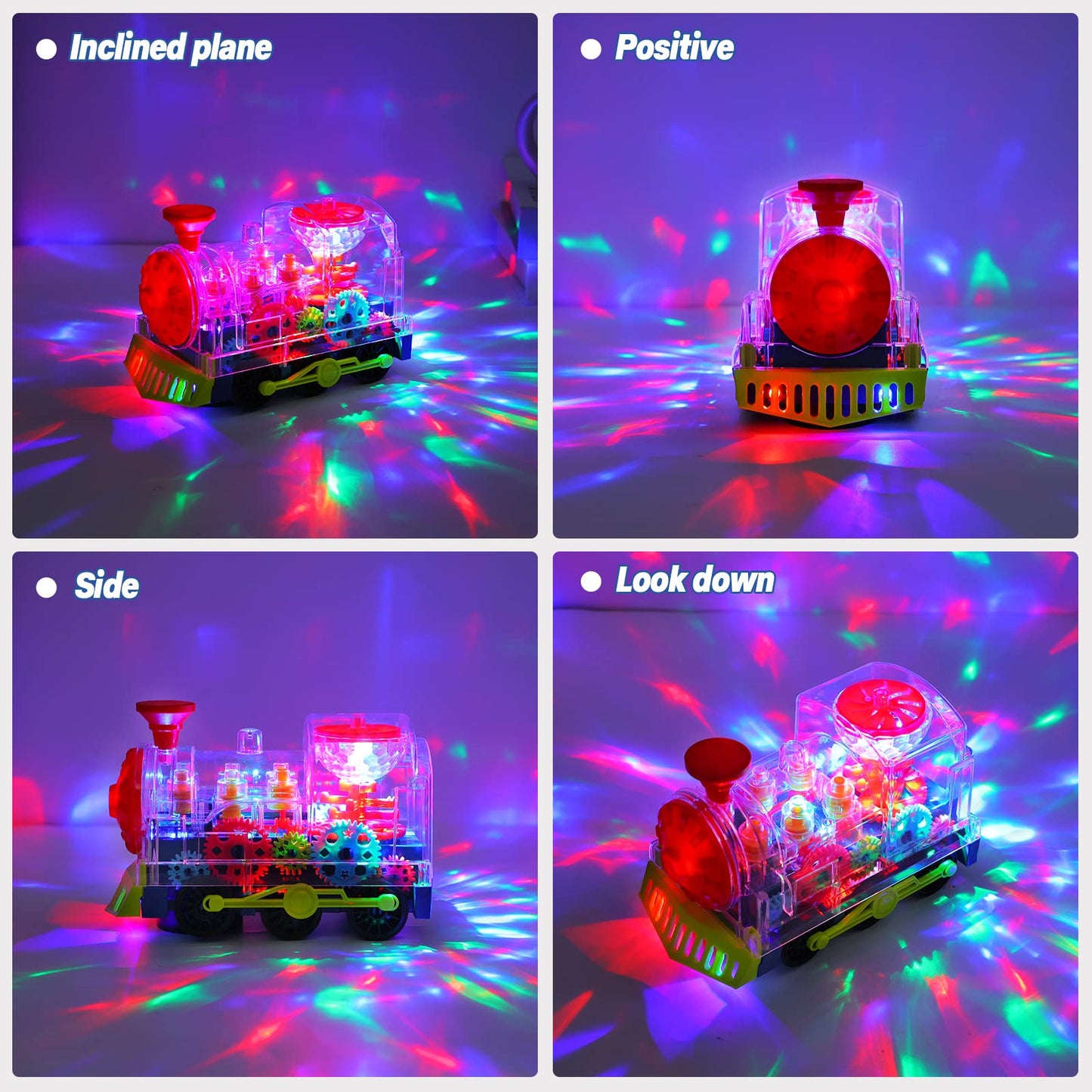 Light Up Train Toys for Toddler,Interactive Autism Sensory Toys with Colorful Moving Gears, Music and LED Light,Fun Crawling Infant Tummy Time Toys for Kids Boys Girls 6-12-18-36 Months Age 1 2 3 4 5