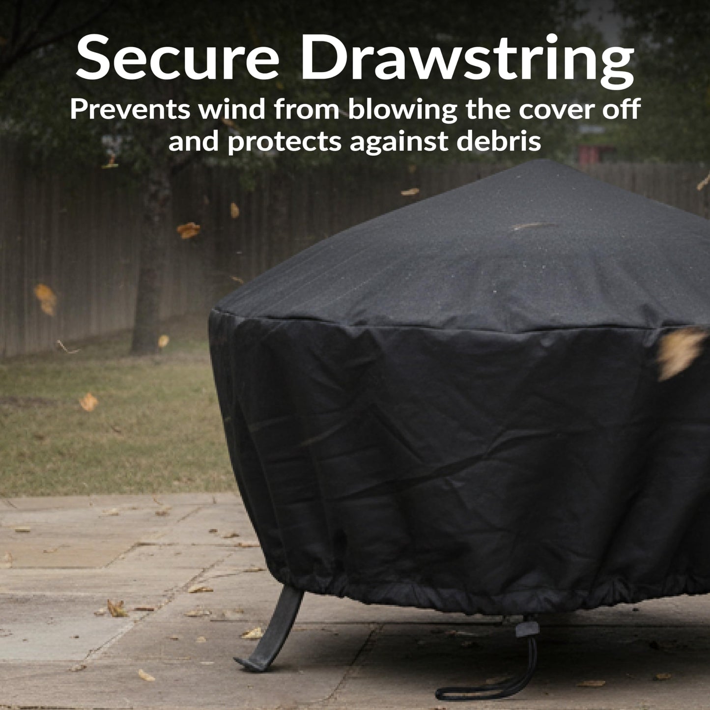 Sunnydaze 58-Inch Fire Pit Cover Round - Outdoor Fire Pit Cover - Weather-Resistant PVC with Drawstring Closure - Durable Protection for All Seasons - Black