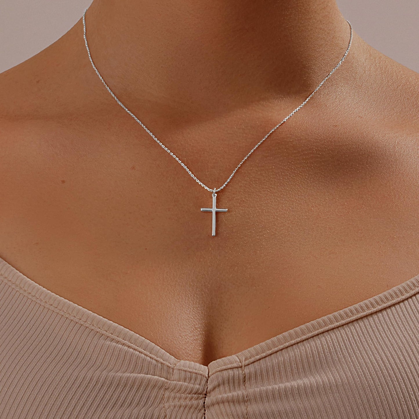 HAXIYA Silver Cross Necklace for Women Tiny Cross Pendant Dainty Choker Necklaces for Women Sterling Silver Trendy Simple Jewelry for Womens Gift