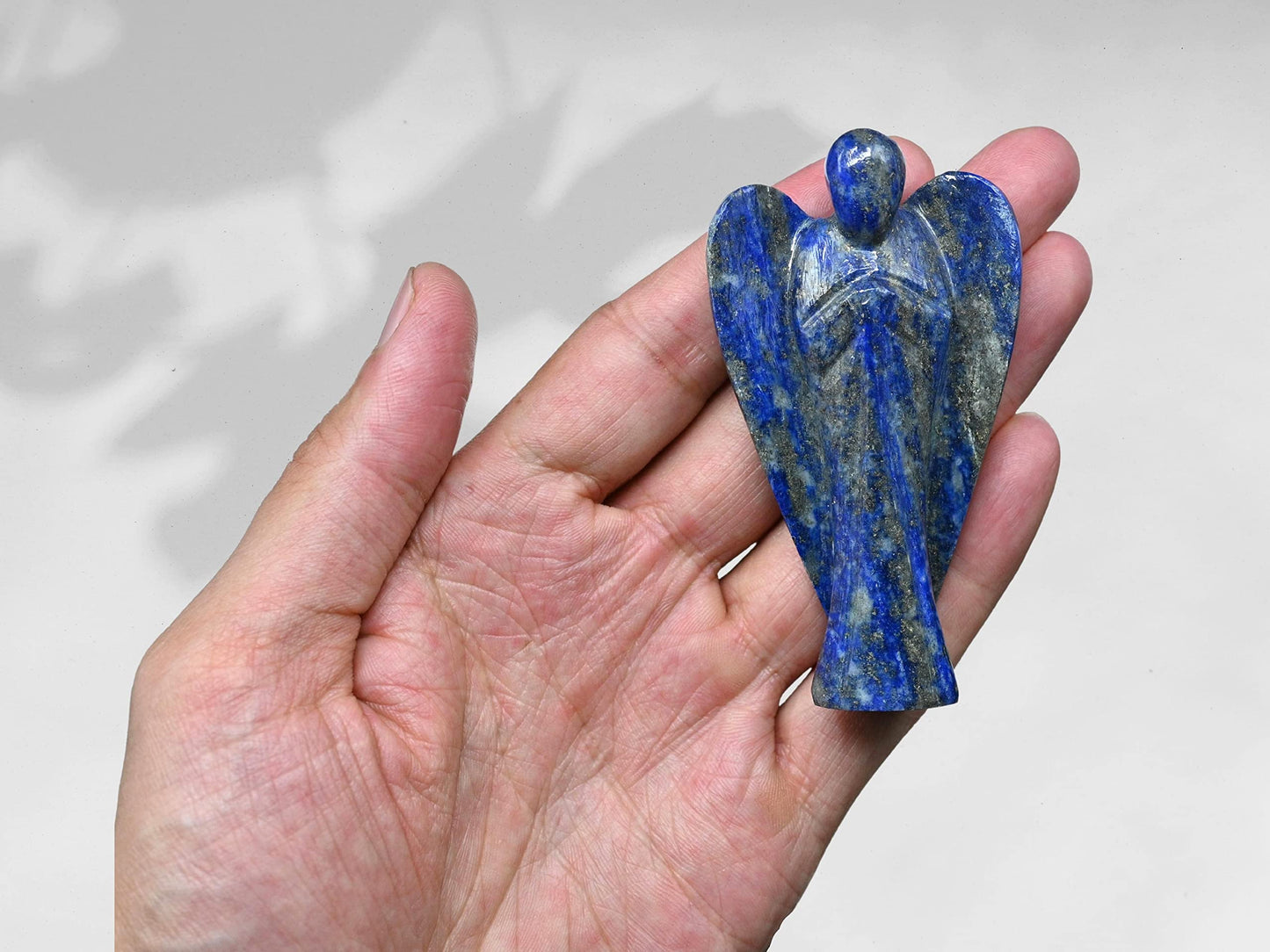 Amazing Gemstone Lapis Lazuli Crystal Guardian Angel Figurines Ornament for Healing Birthstone, Decoration Statue (Hand Carved Pocket Gemstone Angel) (3 inch)