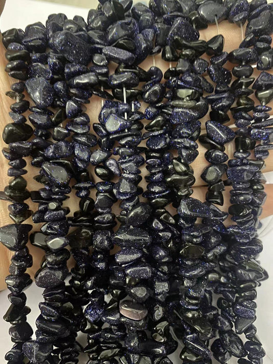 PLTbeads 7-8mm Natural Blue Sandstone Gemstone Chips Beads Healing Crystals Waist Bracelets Necklace Kit Irregular Stone DIY Crafts Design Jewelry Making