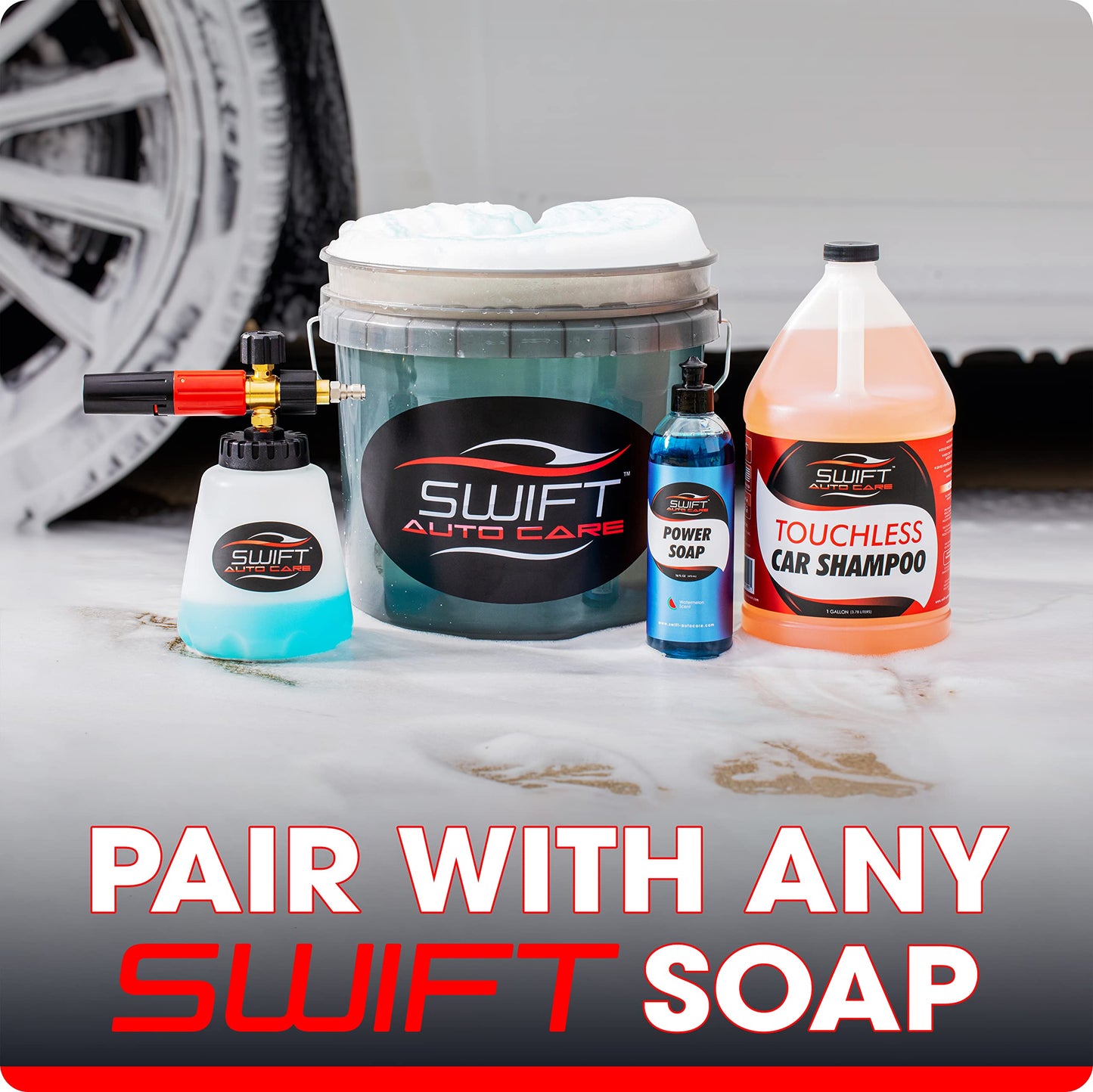 Swift Premium Foam Cannon for Pressure Washer – Heavy Duty Foam Sprayer for Car Wash | ¼ Inch Quick Connector | Adjustable Wide Mouth for Extra Thick Snow Foam | Holds 1 Liter of Soap!