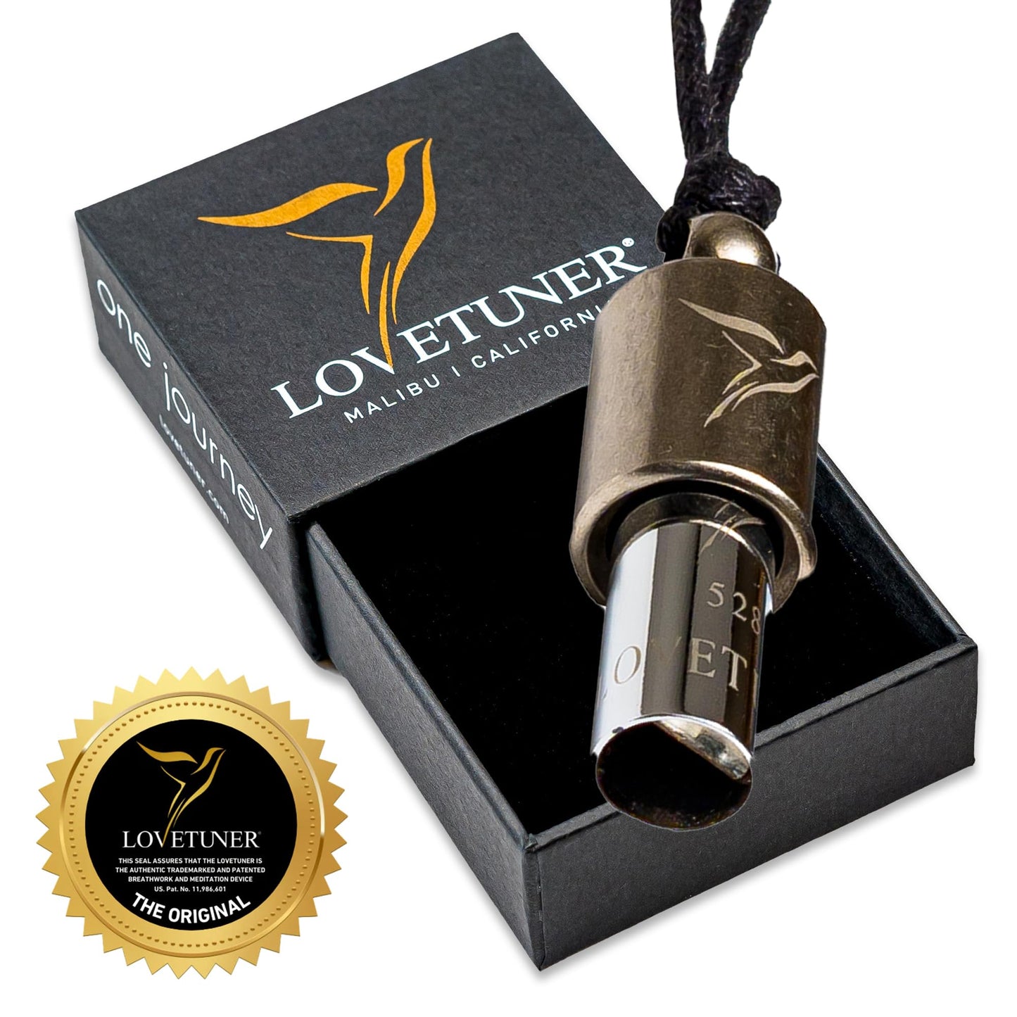 LOVETUNER Breathing & Meditation Tuning Necklace 528 Hz Whistle | 528 Hz Solfeggio Frequency | Breathwork Necklace Mindfulness Device for Anxiety & Stress Relief through Sound Healing, Metal, No
