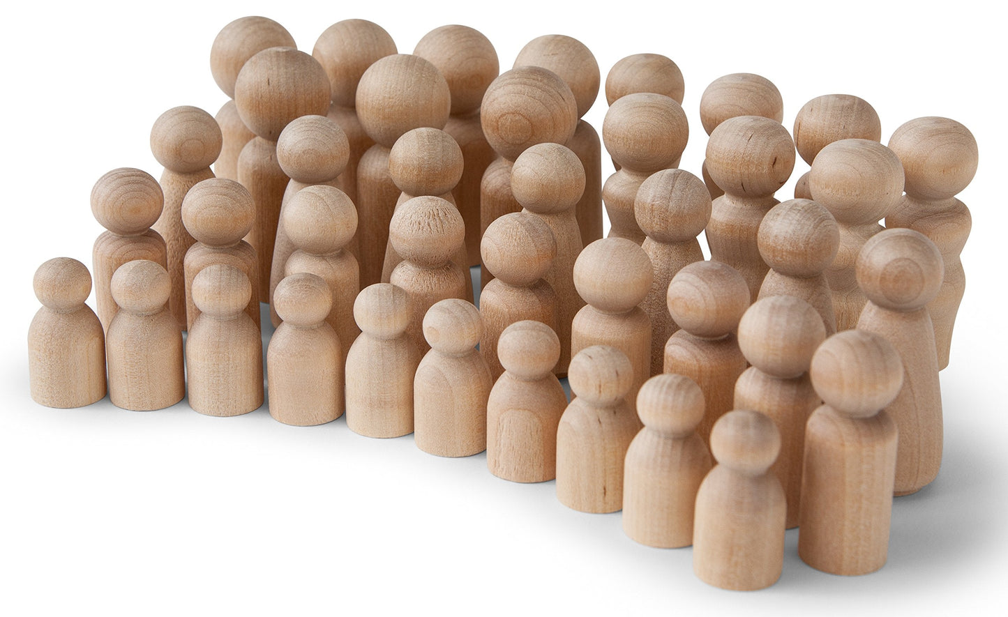 Koalabu Natural Unfinished Wooden Peg Doll Bodies, Quality People Shapes, Great for Arts and Crafts, Birch and Maple Wood Turnings, Artist Set of 40 in 5 Different Shapes and Sizes