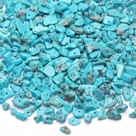 400pcs Turquoise Irregular Chip Stone Beads 5-8mm Pre-drilled Loose Beads for Jewelry Making DIY Necklace Bracelet Earrings Art Crafts