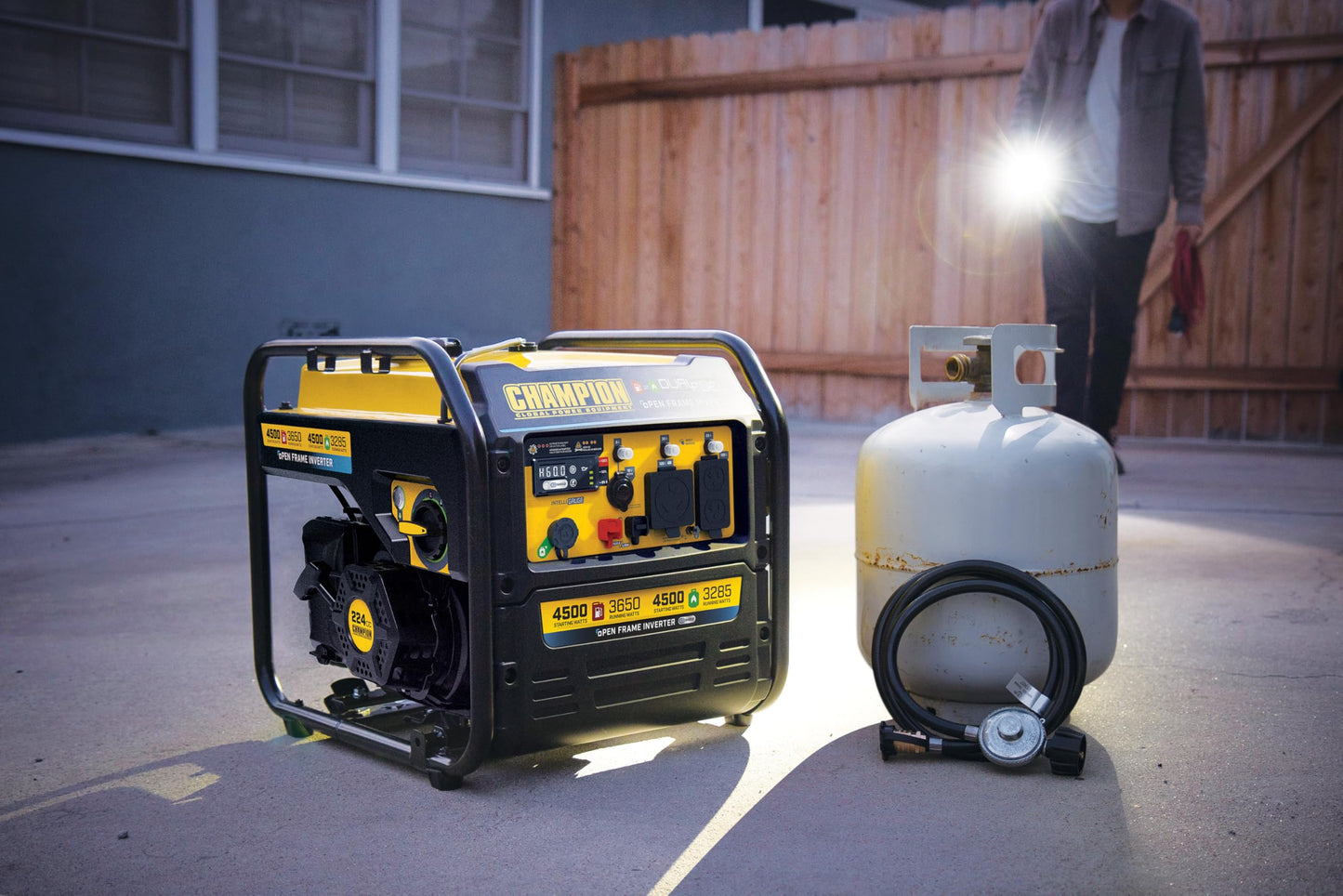 Champion Power Equipment 4,500-Watt Electric Start Dual Fuel RV Ready Portable Open Frame Inverter Generator with Quiet Technology and CO Shield®