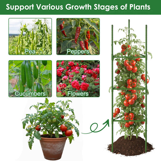 CEWOR Tomato Cage - 6 Pack Tomato Cages for Garden, 51.2inch Tall Tomato Trellis Triangle Stakes for Climbing Plants Outdoor, Plant Support Cages Structure for Pots, Raised Garden Bed, Vegetables