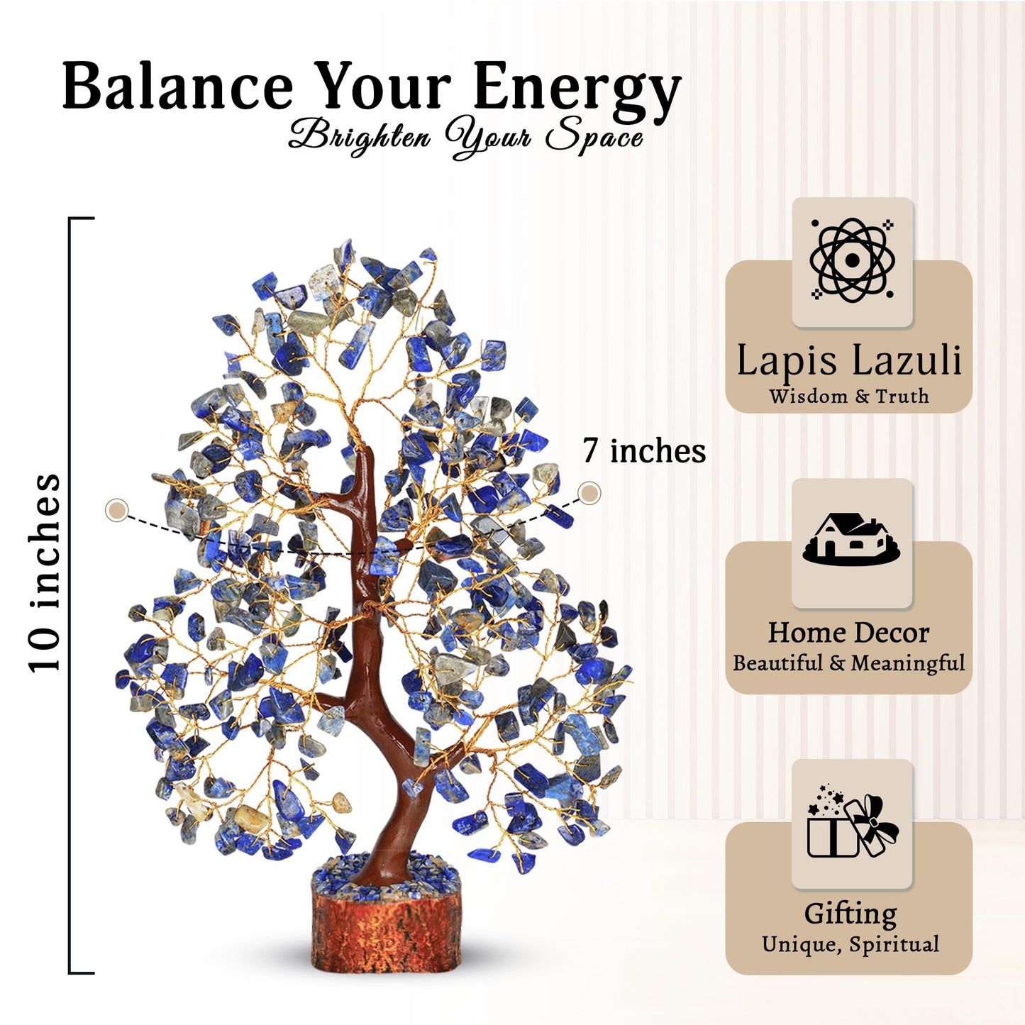 YATSKIA Lapis Lazuli Crystal Tree of Life - Healing Crystals and Stones - Crystals Decor - Crystal Gifts for Women - Good Luck Gifts