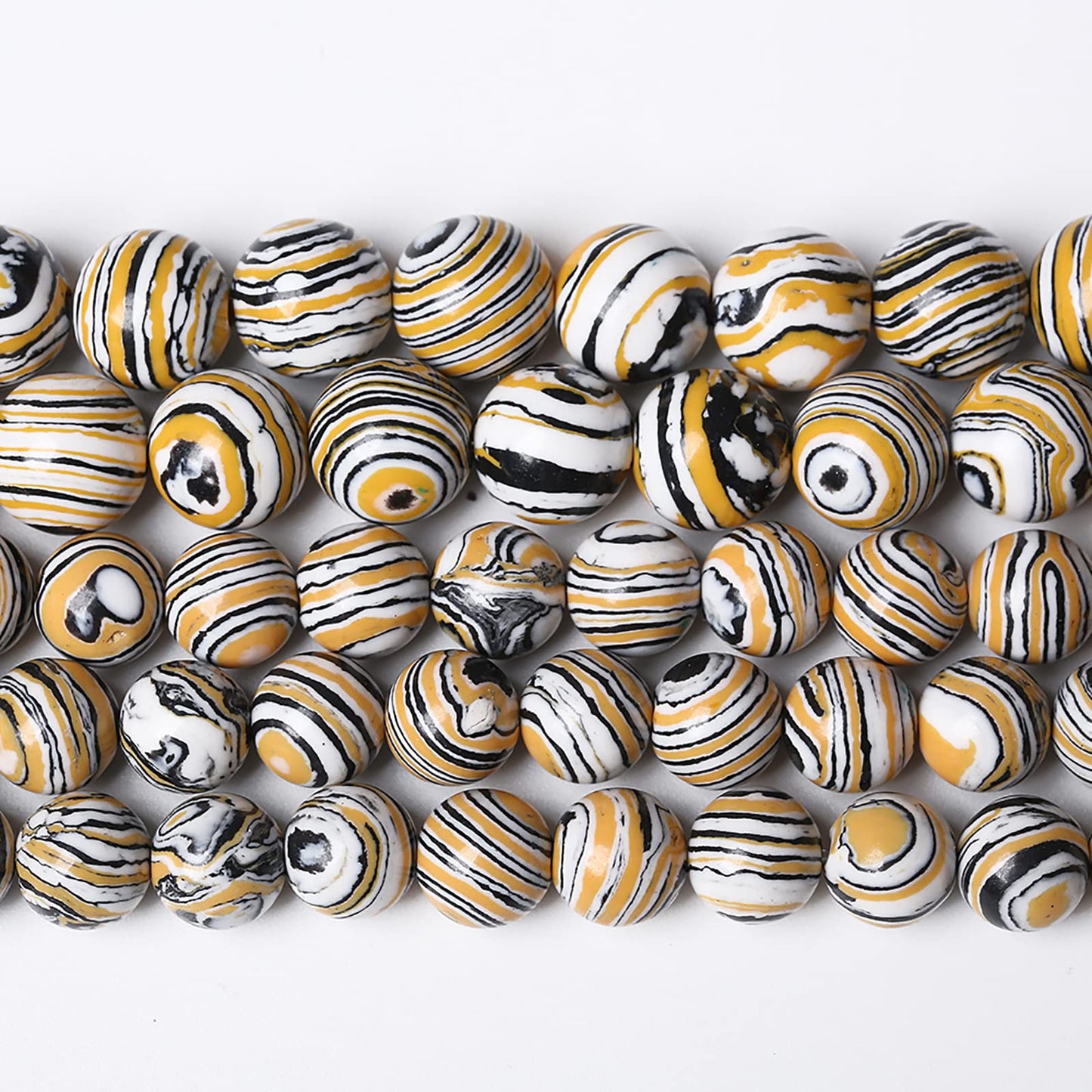 90pcs 4mm Natural Yellow Malachite Beads Round Loose Beads for Jewelry Making DIY Bracelets Necklace Crystal Energy Healing Power Stone(4mm, Yellow Black Malachite)
