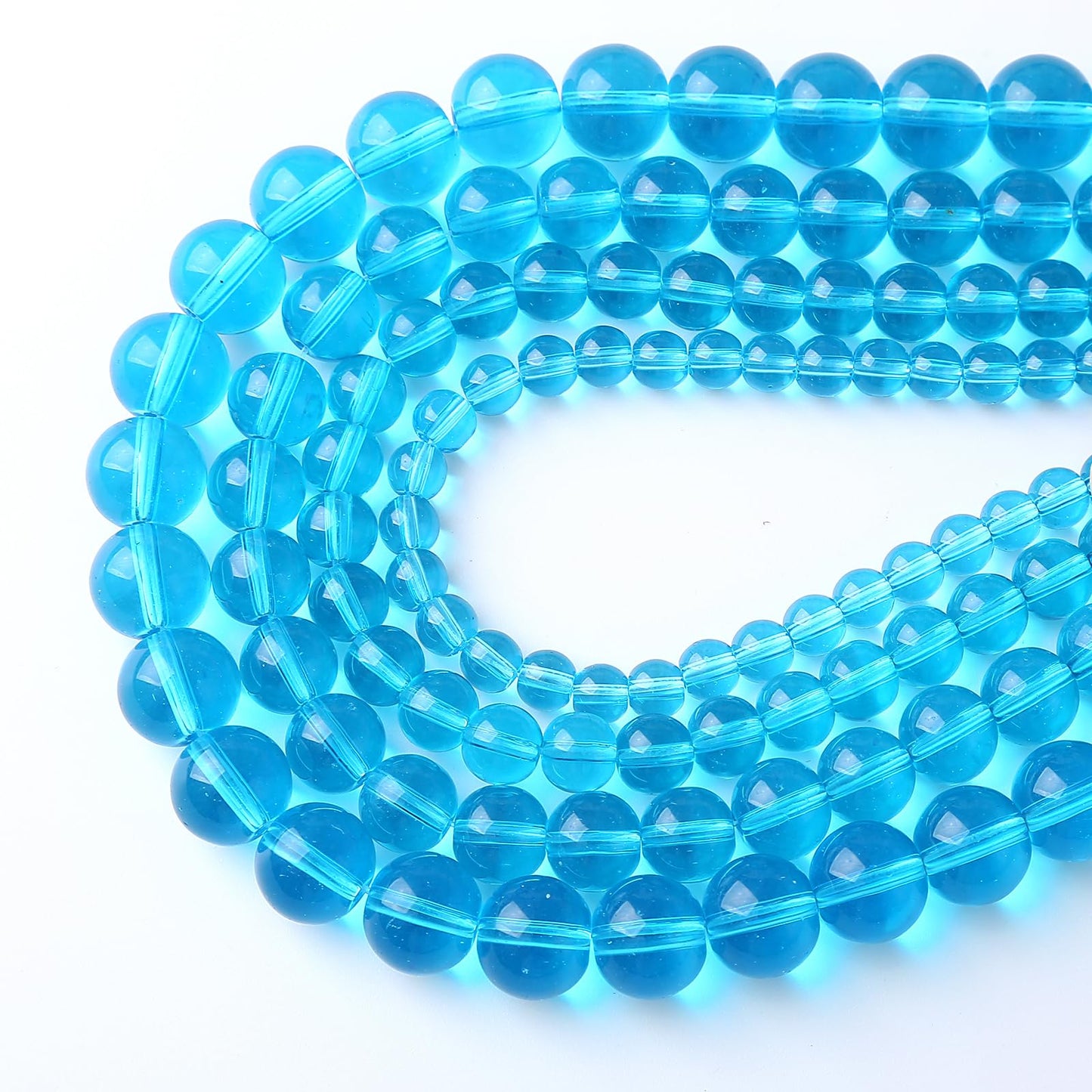 36pcs 10mm Topaz Blue Crystal Glass Beads Round Loose Spacer Beads for Jewelry Making DIY Bracelet Necklace(Blue Crystal Glass, 10mm)
