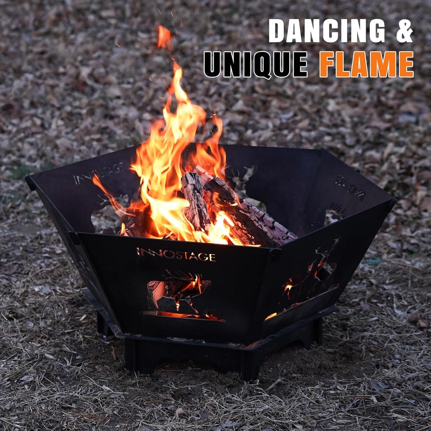Fire Pit for Camping- 23Inch Small Collapsible Firepit for Patio Outside Wood Burning Outdoor Indoor BBQ Picnic Foldable Fire Pits Bonfire of Backyard Patio with Portable Tote Bag