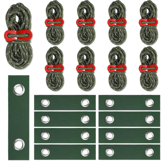 Sintuff 9 Set Heavy Duty Tree Stake Kit 5.91 Inches/ 15 cm Tree Straps for Staking and 13.12 ft/ 4 m Dock Lines Rope for Support Anchoring Home Leaning Plant Straightening Garden Tent (Green)