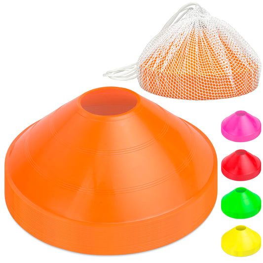 GoSports Agility Training Sport Cone 20 Pack with Tote Bag - Low Profile Field Markers for Kids and Adults