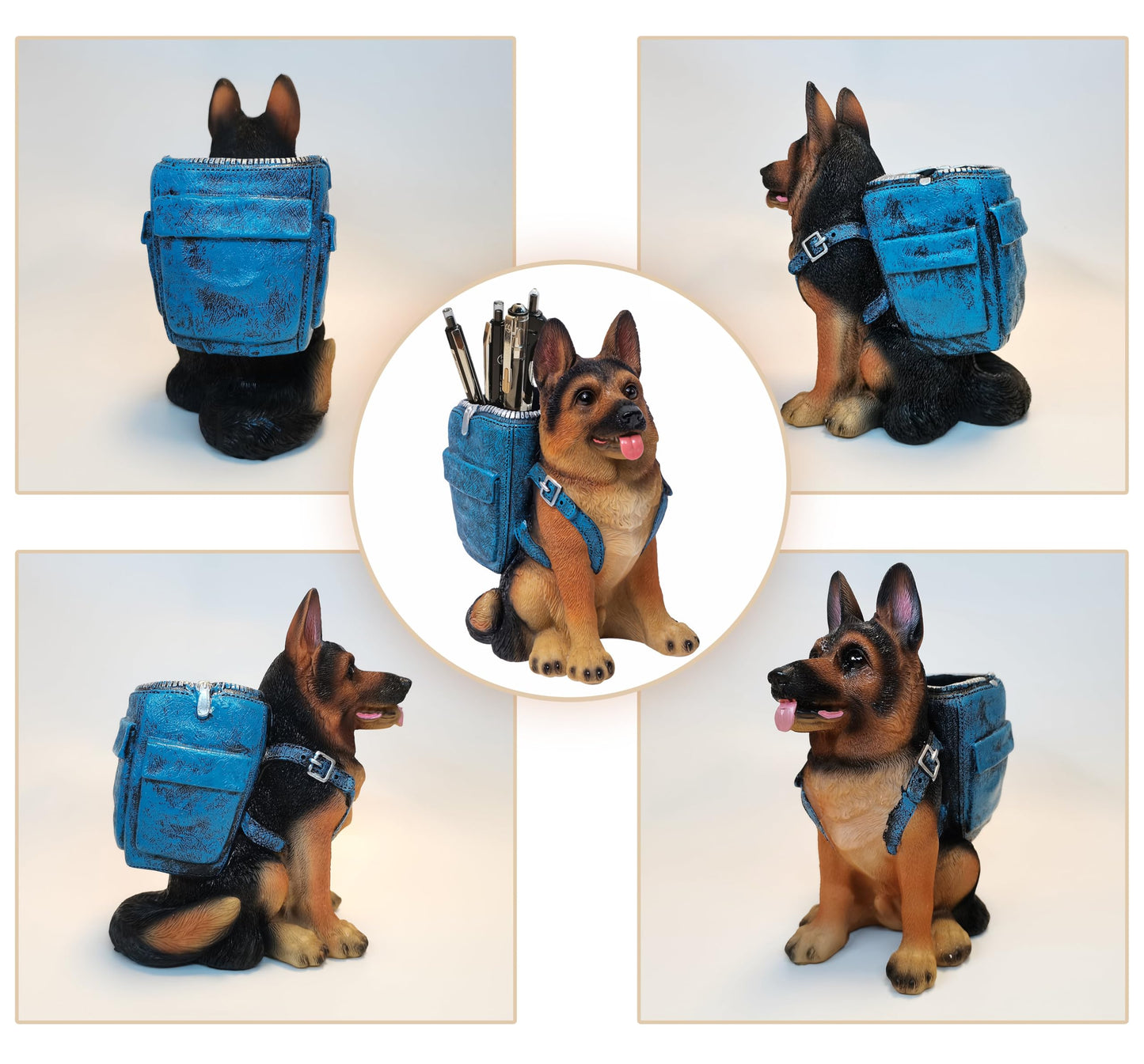 Photour Cute Dog Pen Holder for Desk, Pencil Holder, Creative Desktop Pen Organizer Pencil Cups, Unique Desk Accessories Decor for Home Office School, German Shepherd Gifts for Dog Lovers