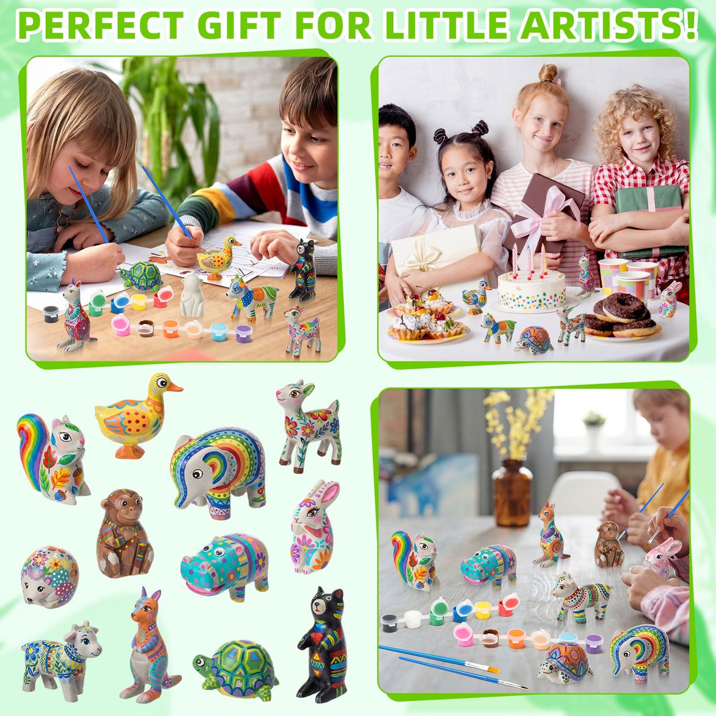 12 Pcs DIY Rock Animal Painting Craft Kits Rocks to Paint Turtle Pet Paint Your Own Resin Stone Paintable Animal Figures Ideal DIY Arts and Crafts Complete Painting Crafts with Paints & Brush