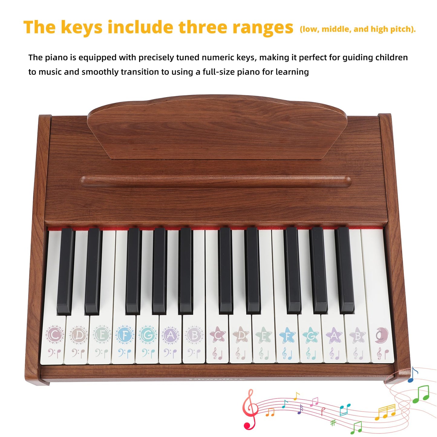 PLAMILOY Baby Piano, 25-Keys Piano for Toddlers, Mini Desktop Piano Keyboard Instrument Toy for Beginner 3 Ages+, Best Woodern Digital Piano Early Learning Birthday Gift for Boys Girls