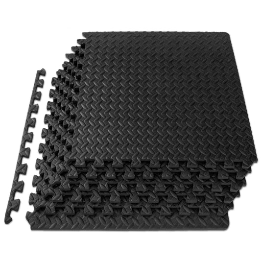 ProsourceFit Exercise Puzzle Mat ½-inch, EVA Interlocking Foam Floor Tiles for Home Gym, Workout Equipment, Kids Play Areas, Black, 24 SQ FT - 6 Tiles