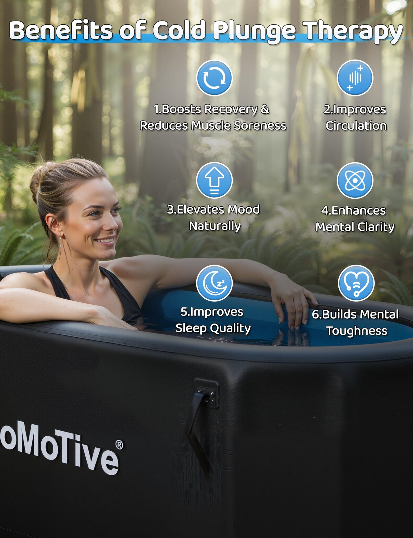 LoMoTive 67" Cold Plunge Tub for Ice Bath 225 Gallons - Inflatable Portable Bathtub for Athletes Ice Tub with Cover Pump Compatible with Water Chillers Large Ice Bath Tub 67"