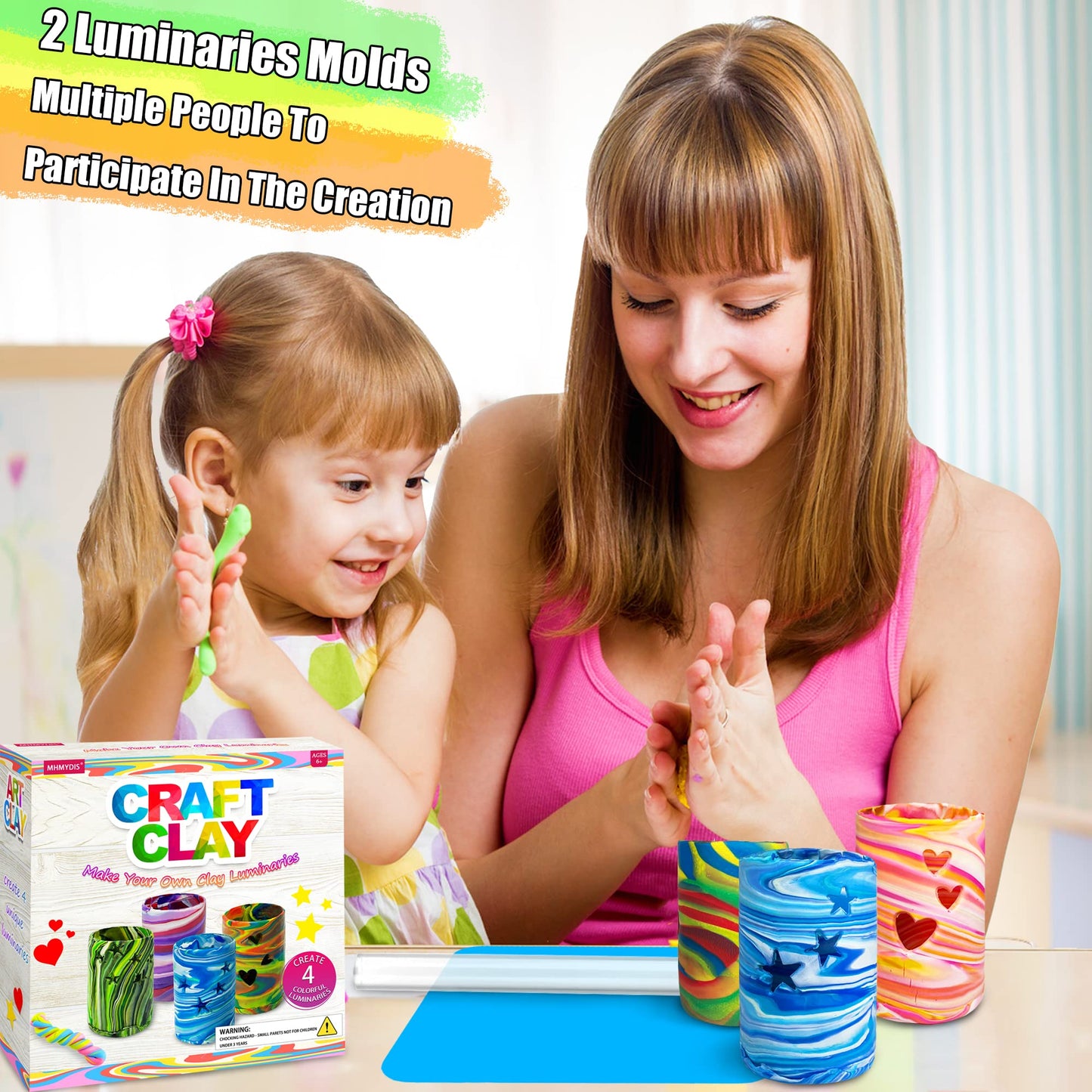 MHMYDIS Make Your Own Clay Luminaries - Arts and Crafts kit for Boys Girls and Teens Age 6 7 8 9 10 11 12 Year Old and up - Creative Clay Lantern Toys for 8-12 Year Olds