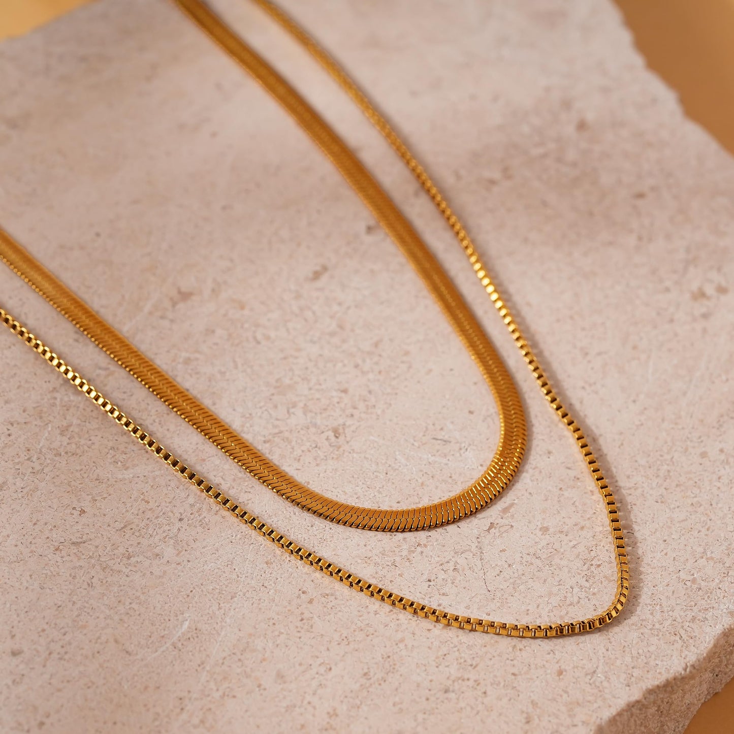 ANDKISS Gold Necklace Stack for Women - 14K Gold Plated Layered Necklace Trendy Minimalist Snake Chain Necklaces Simple Choker Necklaces Jewelry Christmas Gift for Womem