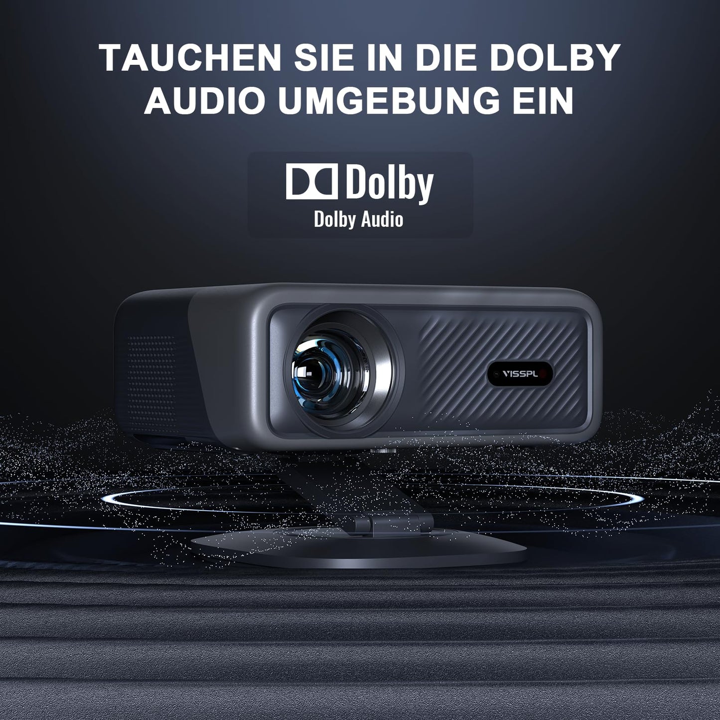 [Officially-Licensed APP & 2500 ANSI] 4K Projector with WiFi and Bluetooth,TOF Real-Time Auto Focus Smart Projector, AuKing Outdoor Movie Home Theater Proyector with Omni-Adjustable Stand(Grey)