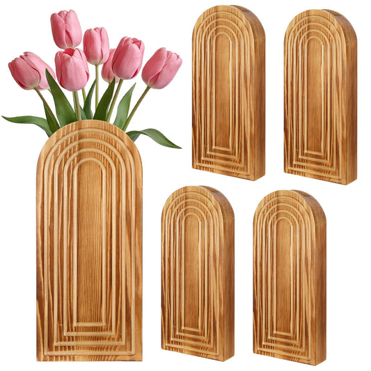 ygzQibhg 4 Pack Wall Planter Wood Wall Decor for Indoor Plants and Flower Hanging Planter Vase Art Home Decor for Living Room Bedroom Bathroom Patio Kitchen Office