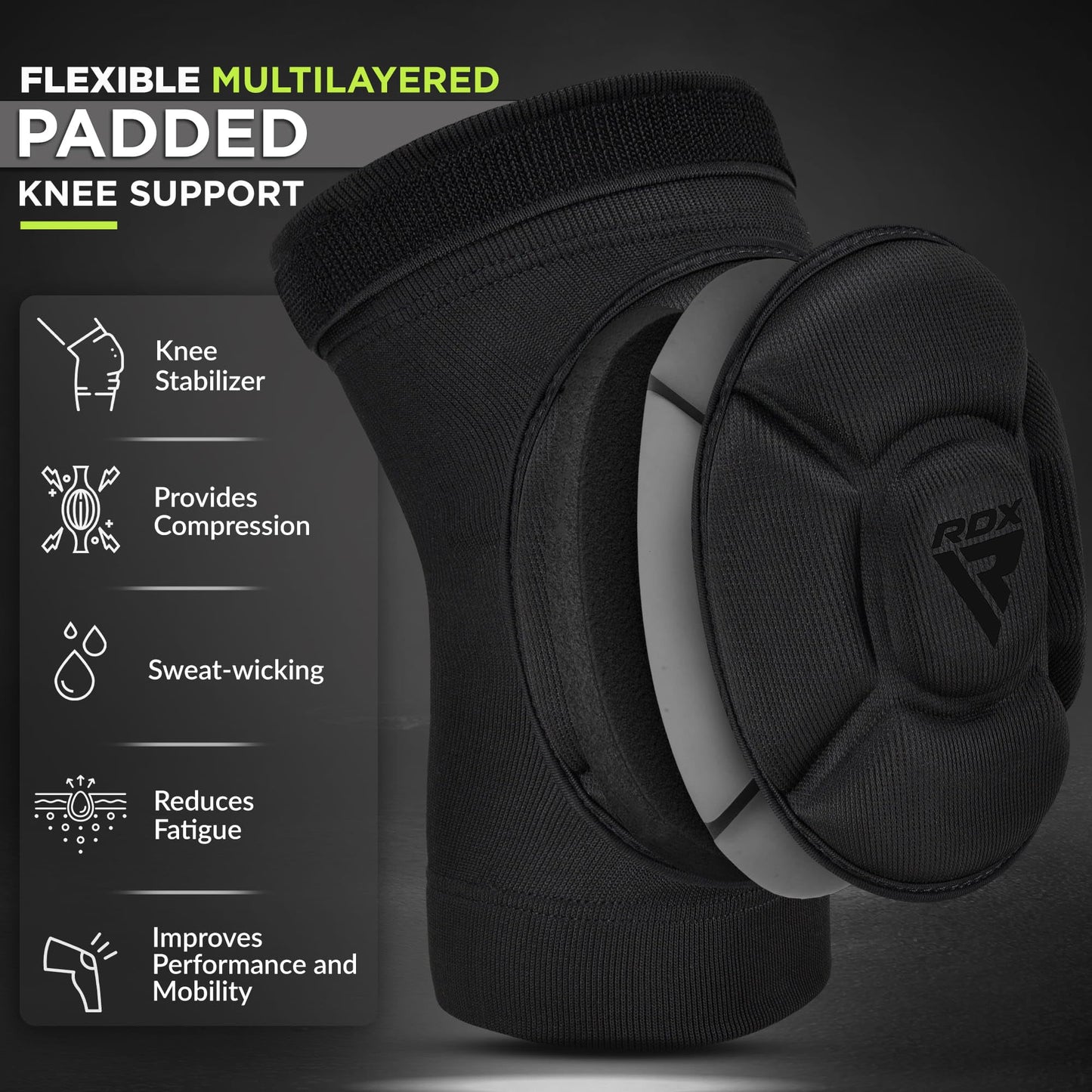 RDX Knee Pads for Work, Oeko TEX Certified, Anti-Slip Protective Thick Padded Foam Pad, Collision Avoidance Sleeves Pair, MMA Muay Thai Grappling Volleyball Football Wrestling Gardening.