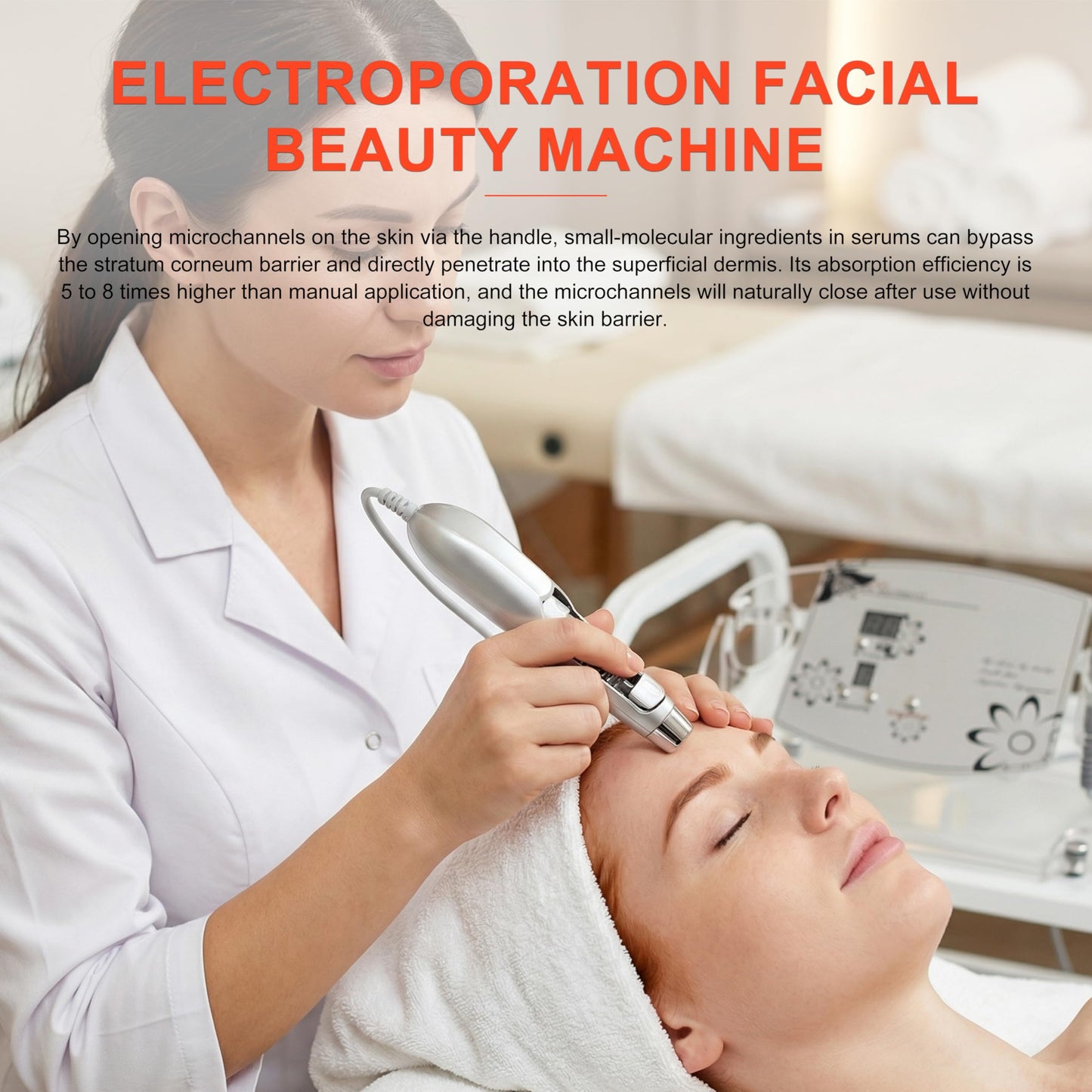 Elitzia ETF49E Needle-Free Electroporation Facial Device Mesoporation Ion-Importing Facial Beauty Machine - Wrinkle Removal Skin Whitening & Moisturizing