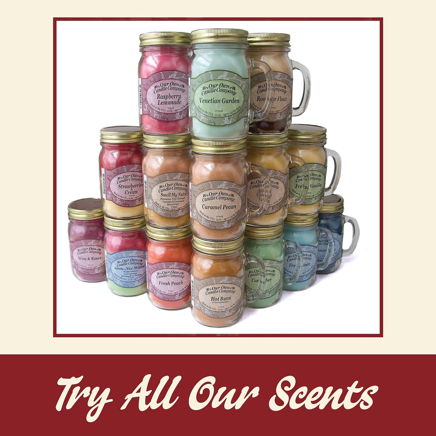Our Own Candle Company Baby Powder Scented Mason Jar Candle, 100 Hour Burn Time, 13 Ounces