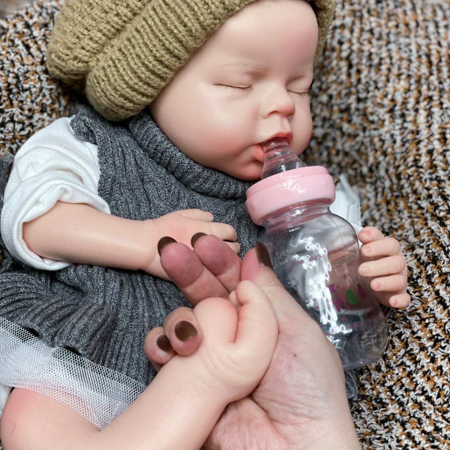 Gileutay 20 inch Full Body Silicone Baby Doll Girl Realistic Sleeping Reborn Newborn Babies that Can Open Mouth Handmade Toy