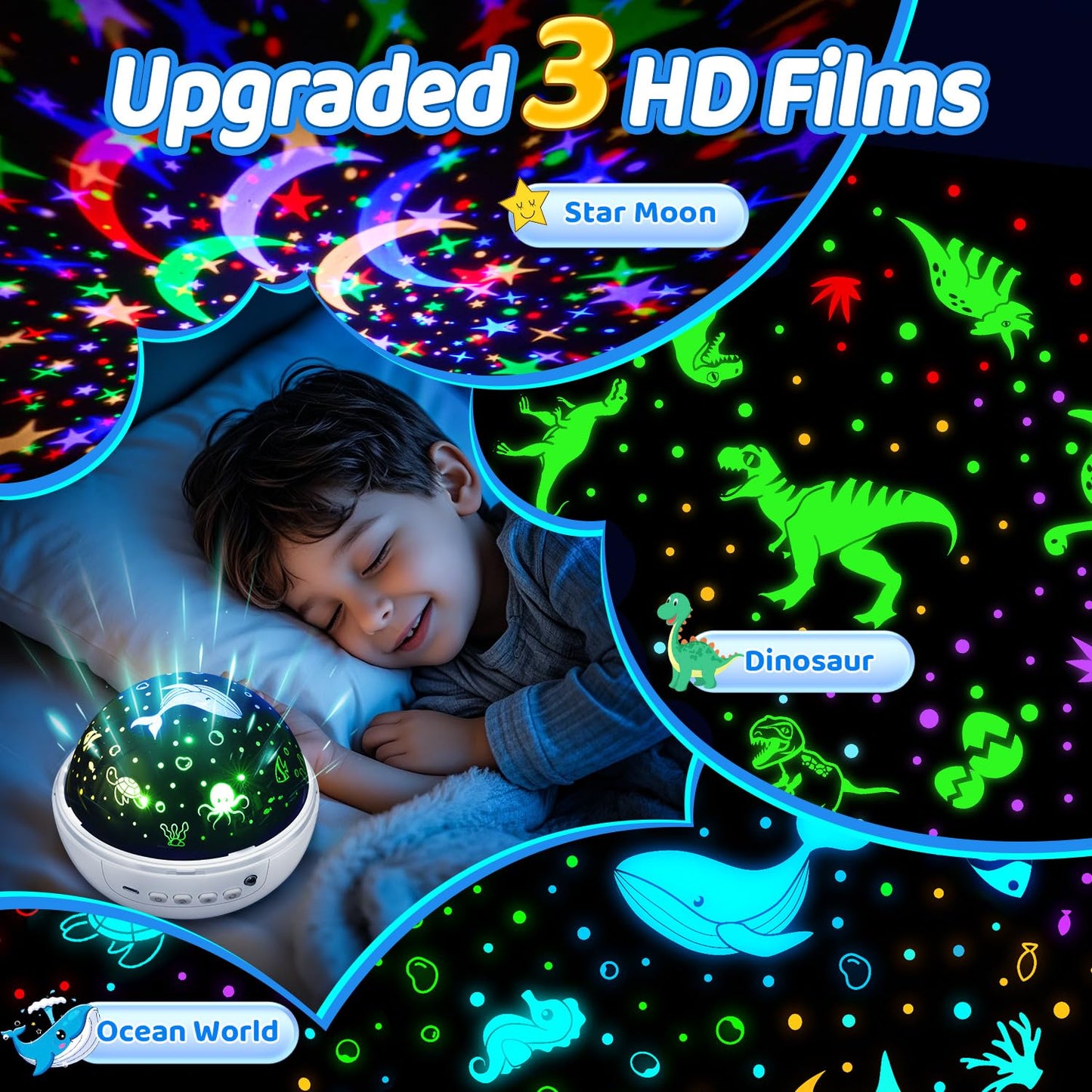 Staryou Dinosaur Toys for Kids 2-7, 【Remote+3 Films+93 Effects】 Dinosaur Toys for Kids 3-5, 【3 Timer+5 Brightness】 Baby Sensory Toys, Toddler Sensory Toy, Dinos Toys, 3 Year Boy Birthday Gifts