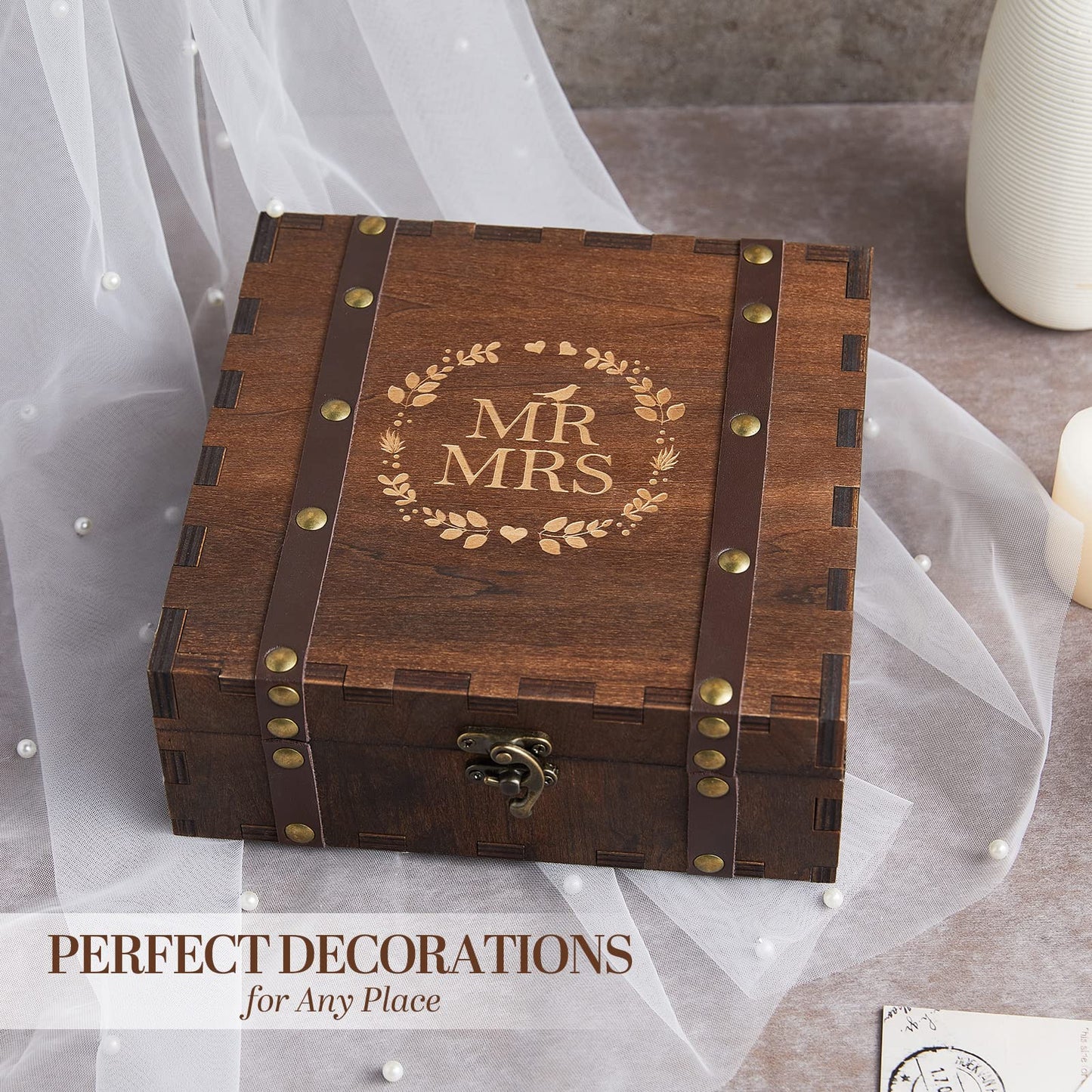 AW BRIDAL Mr and Mrs Wedding Keepsake Box for Couples, Bridal Shower Gifts for Bride to Be, 2026 Engagement Gift for Newly Engaged Couple, Wooden Memory Boxes with Lids
