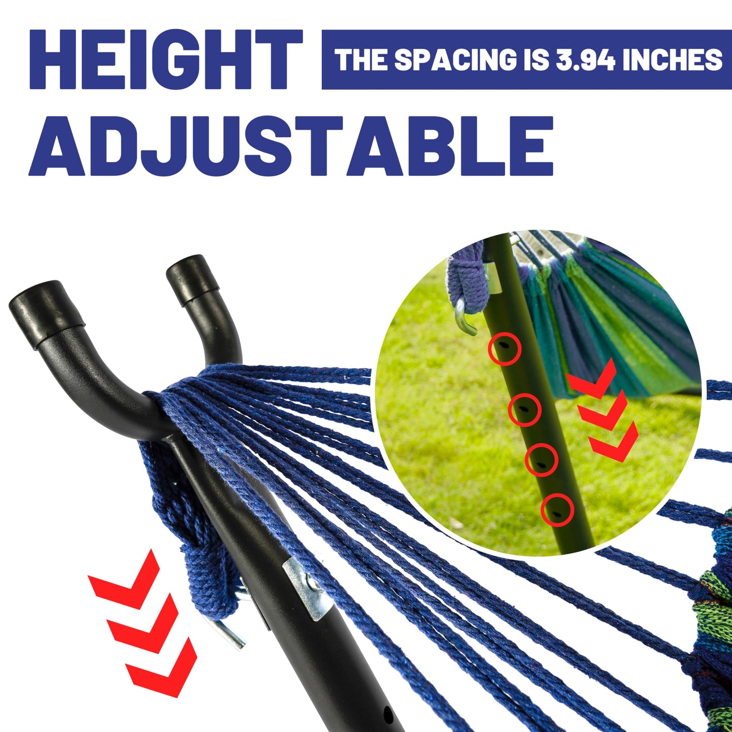 Hammock with Heavy-Duty Steel Stand for Outside，Hammocks 450 Lb Capacity，Portable Hammock，2 People Standing Hammocks，Suitable for Beach，Backyard, Gardens, Patio, Bedroom，100 * 40 * 38 Inch (Blue)