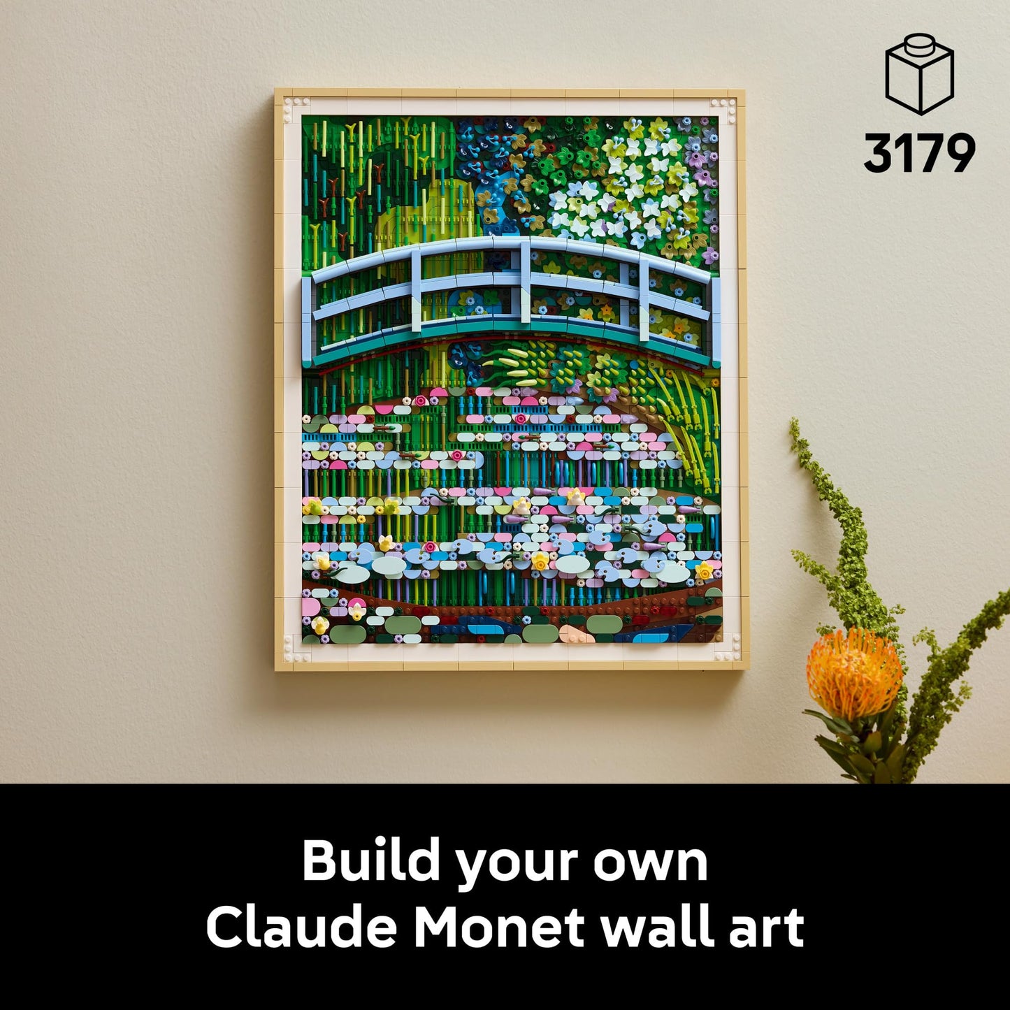 LEGO Art Claude Monet – Bridge Over a Pond of Water Lilies - Building Sets for Adults, Ages 18+ - Wall Decor for Living Room or Home Office - Gift for Women & Men - 31220