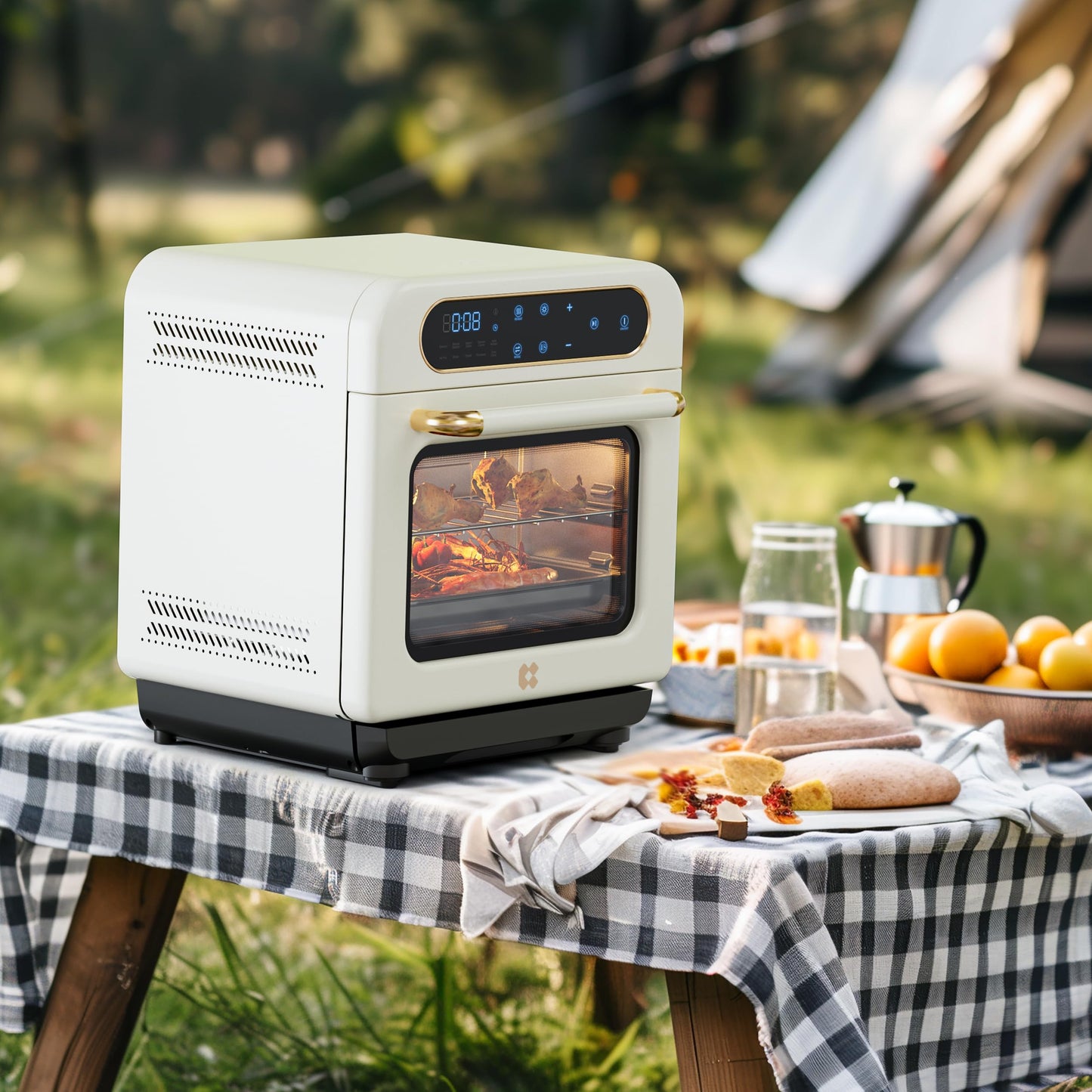 CIARRA 8-in-1 Air Fryer Steam Oven Countertop, 13QT Mini Toaster Oven with Steam, Rapid Steam, Air Fry, Vapor Bake, Steam Clean, Bake, Dried, Ferment, White