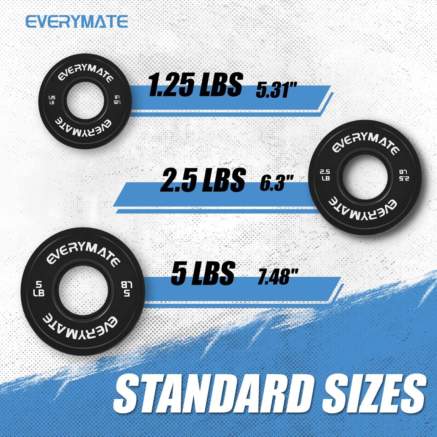 EVERYMATE Black Change Weight Plates 5LB Set Fractional Plate Olympic Bumper Plates for Cross Training Bumper Weight Plates
