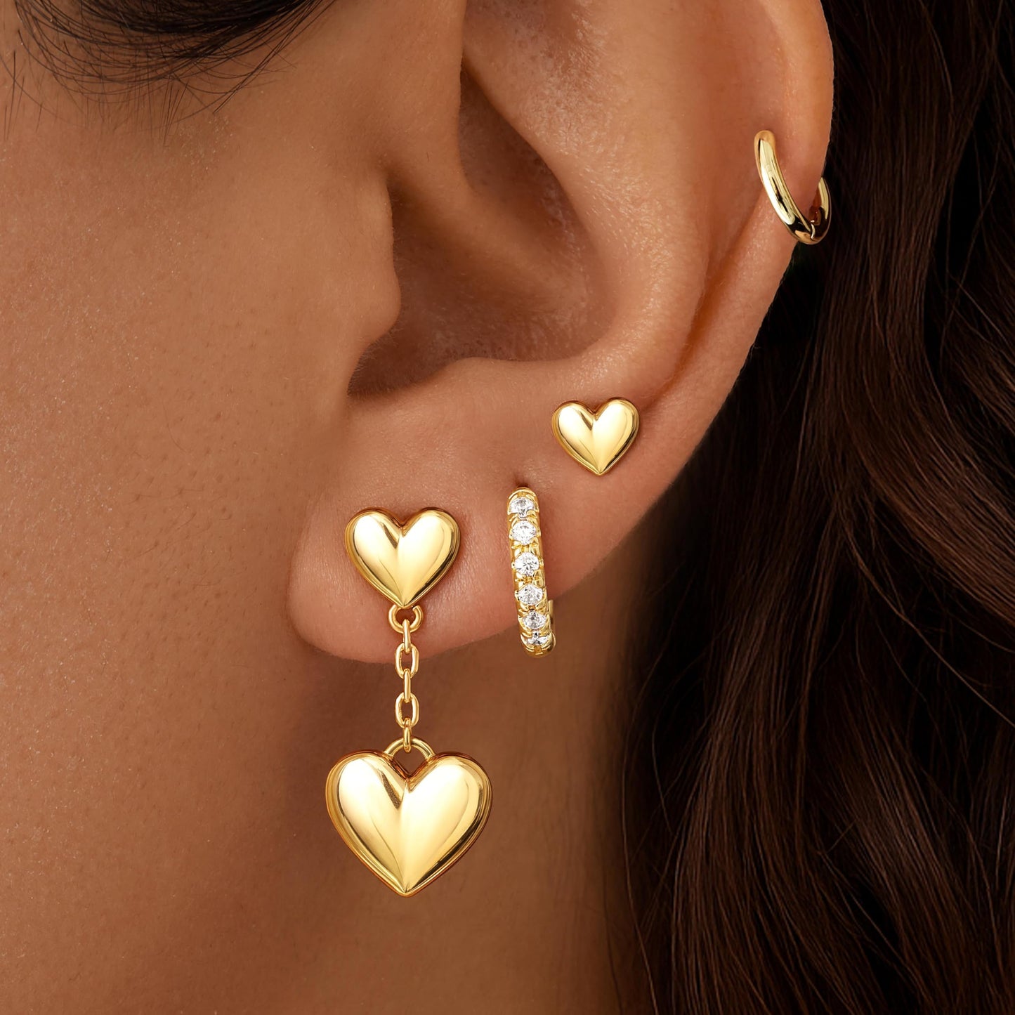 Best Valentine Gifts Heart Earring Sets for Women, Gold Heart Dangle Stud Hoop Earring Set for Multiple Piercing, Valentines Day Earrings, Valentine Jewelry Gifts for Wife Mom Girlfriend Friend