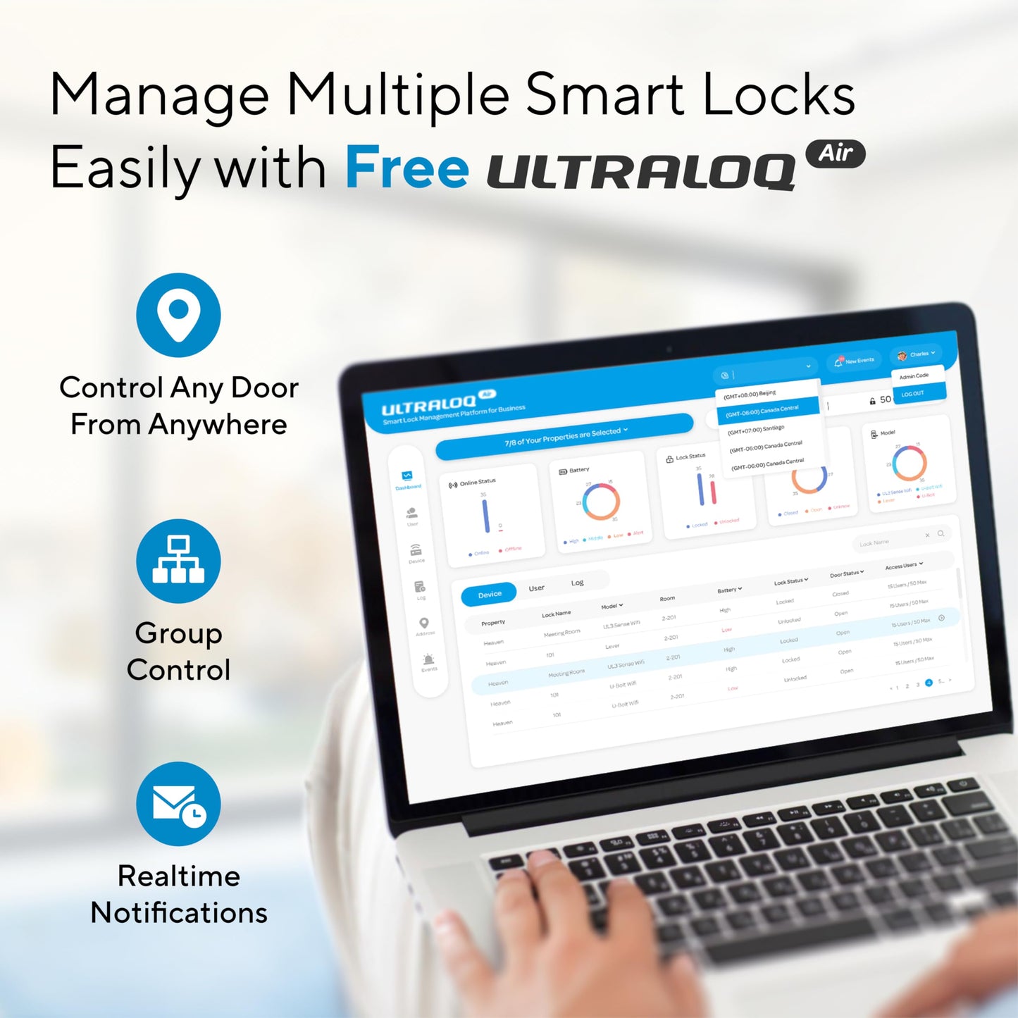 ULTRALOQ 2026 Upgrade Bolt Fingerprint Smart Lock in Black, Biometric Deadbolt with Built-in WiFi, Keyless Entry Door Lock, App Remote Control, 10 Months Battery, IP65 Waterproof, BHMA Grade AAA