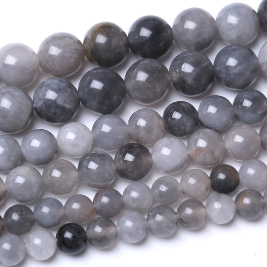 45PCS 8MM Natural Grey Crystal Beads Round Loose Stone Beads for Jewelry Making DIY Energy Stone Healing Power Bracelet 15"