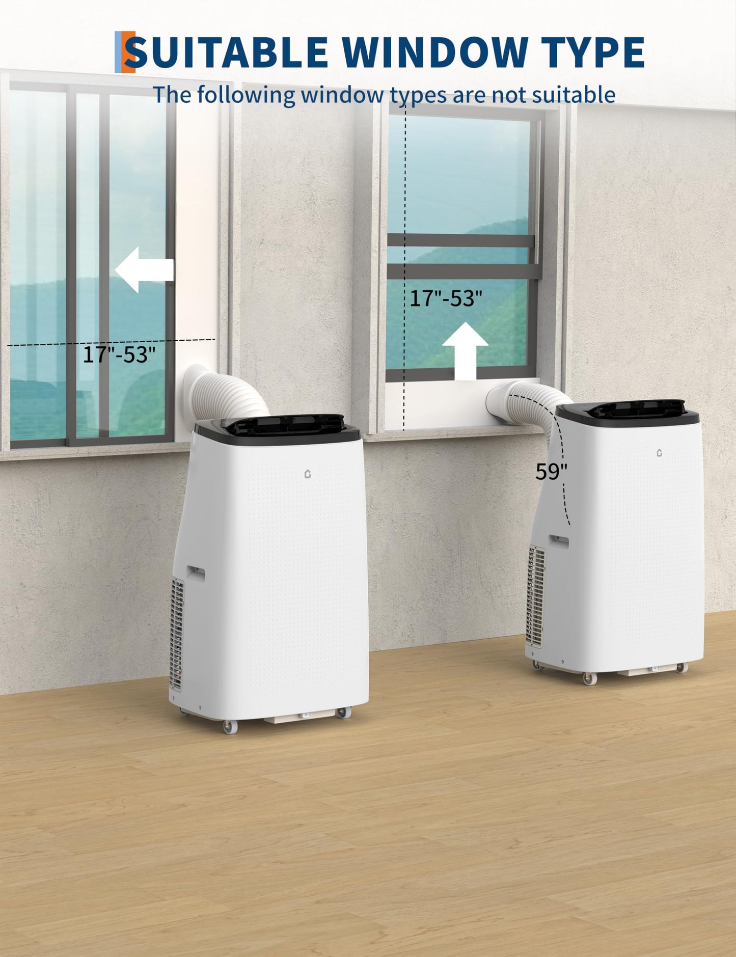 15000 BTU Portable Air Conditioner - Cools 700-850 Sq Ft Rooms, 3-IN-1 Quiet Portable AC Unit, Full Installation Kits for Large Room, Sleep Mode, Auto Swing, 24H Timer, White