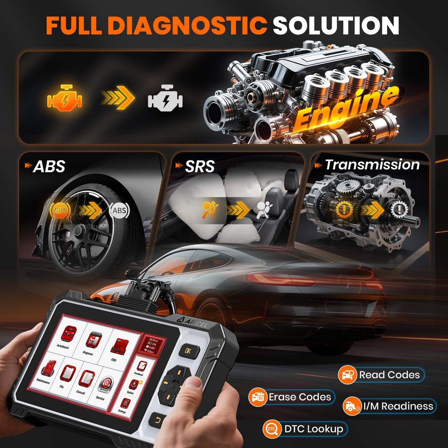 ANCEL FX6000 Bidirectional OBD2 Scanner - ABS, SRS, Transmission & Engine, Car Scanner Diagnostic Tool with Oil/EPB/BMS/SAS Reset, ABS Bleeding, Auto Scan, CAN FD & FCA, Free Update, Report Sharing ﻿