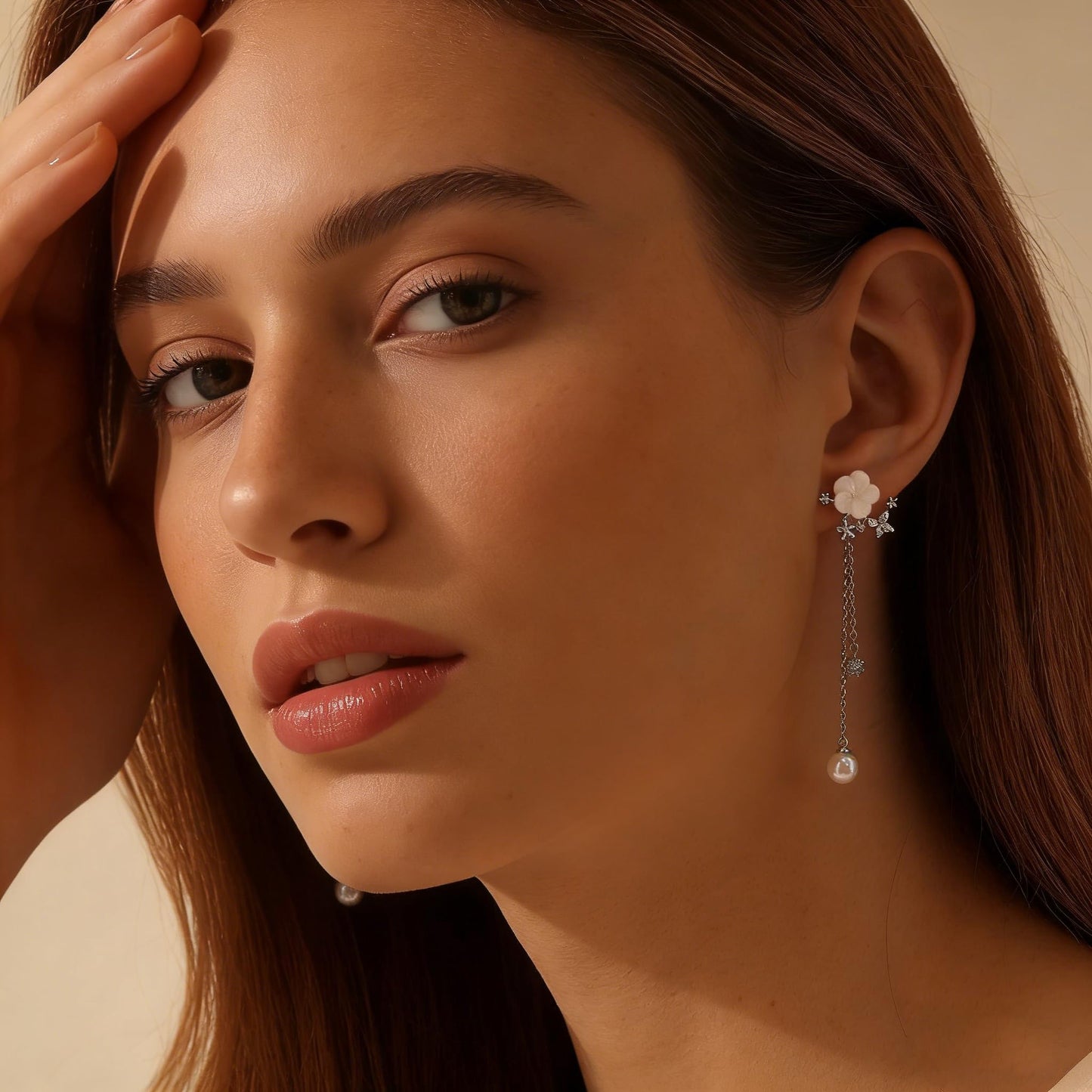 Pearl Earrings for Women Dainty Diamond Pearl Drop Earrings Silver Plated Dangle Earrings for Women Weddings Gifts Bridesmaid Gifts
