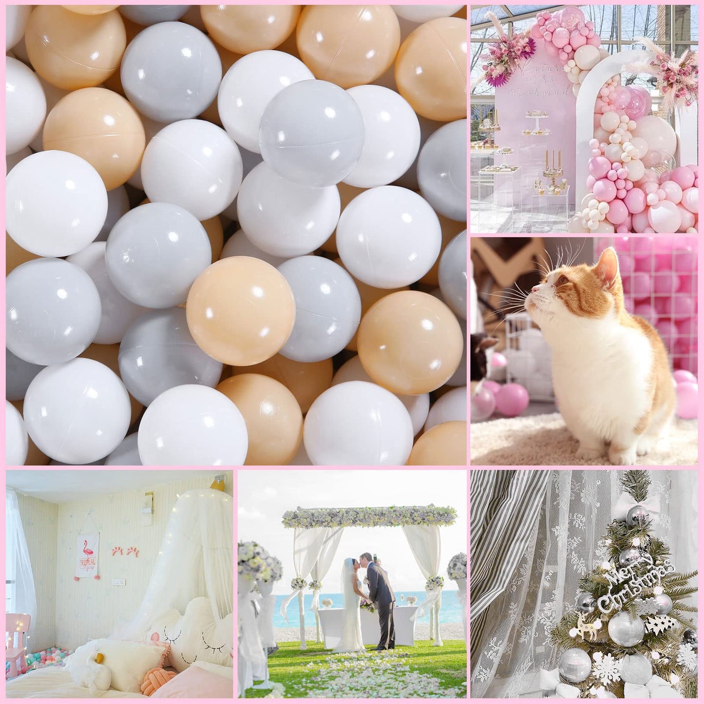 GOGOSO Ball Pit Balls for Toddlers Kids Plastic Balls for Ball-Pit Playpen Pool Baby Play Pastel BPA-Free Non Toxic Play Pastel Crush Proof Bal Beige Light Gray White 200pcs