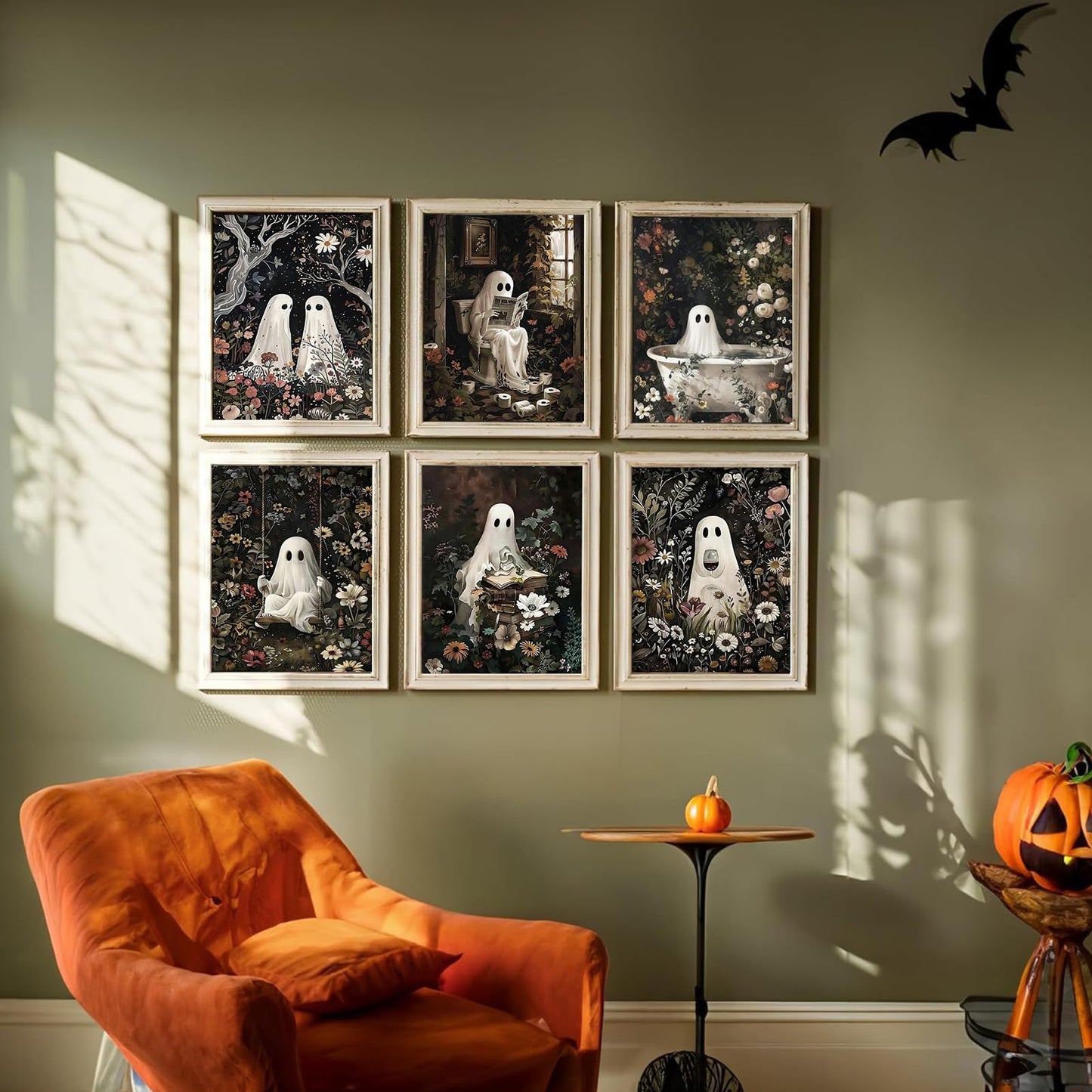 GOUOYANA 6 Packs Halloween Diamond Art Painting Kits for Adults,Ghost Diamond Painting Kits for Beginners,5D Halloween Full Drill Diamond Dots,Gem Art Crafts for Adults Wall Decor 12x16inch