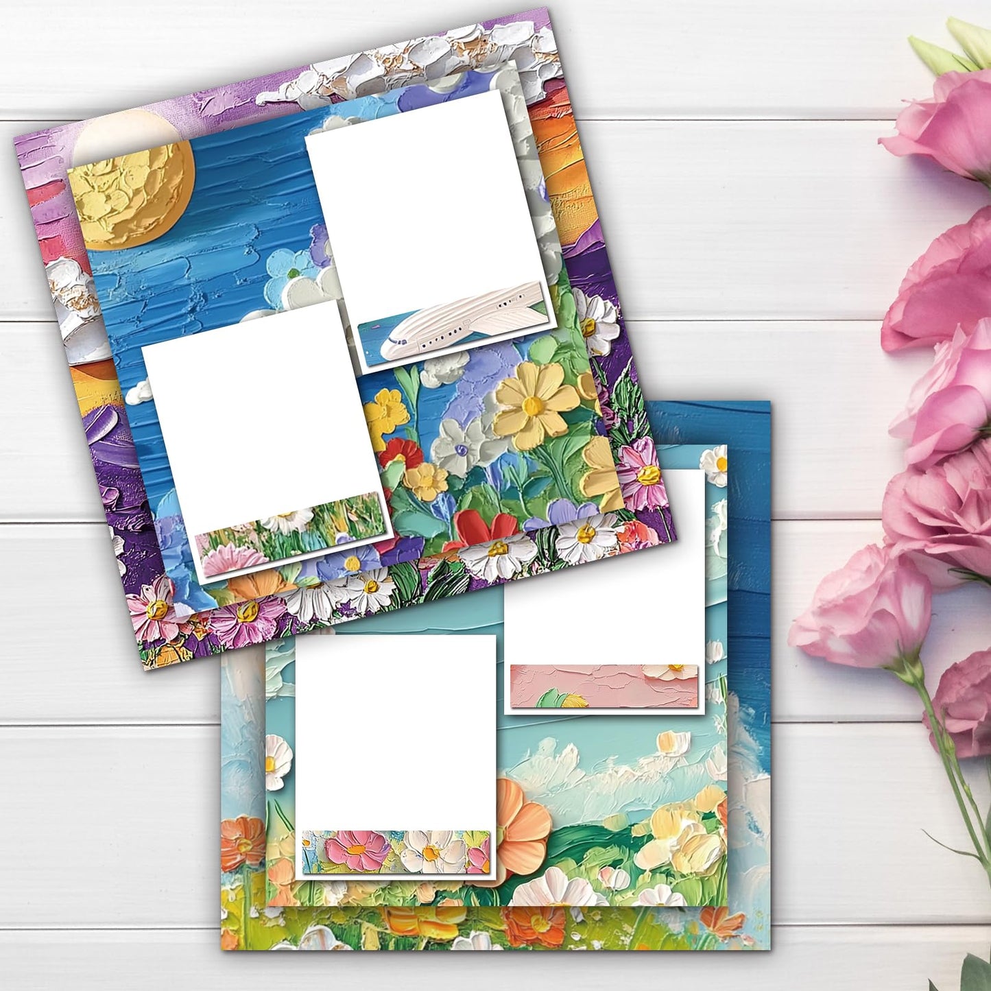 EggSun 48 Sheets Oil Painting Floral Scrapbook Paper,Oil Painting Floral Pattern Decorative Scrapbook Paper for Journals DIY Cards and Photo Albums,Aesthetic Craft Supplies